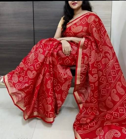 VAANISRI Cotton Printed Regular Saree With Unstitched Blouse Piece ( Red ) VAANISRI Cotton Printed Regular Saree With Unstitched Blouse Piece ( Red )