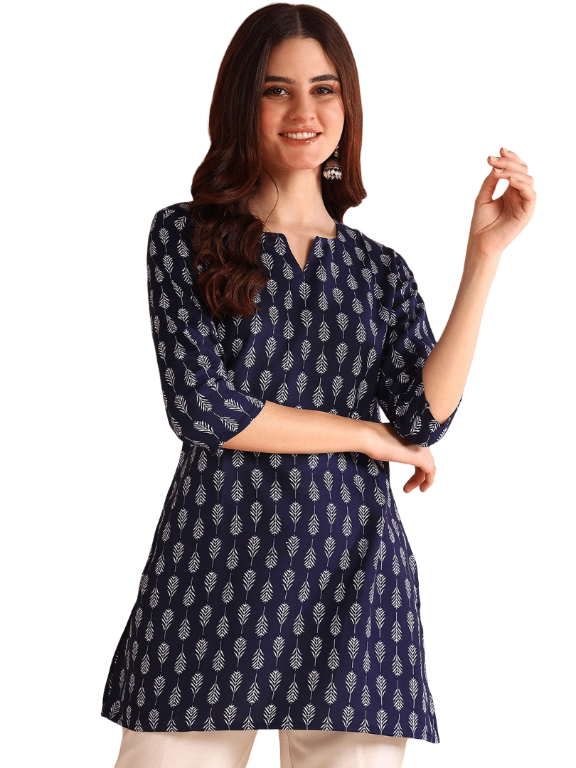 Virhan Women Rayon Printed Straight Kurti ( Blue ) Virhan Women Rayon Printed Straight Kurti ( Blue )
