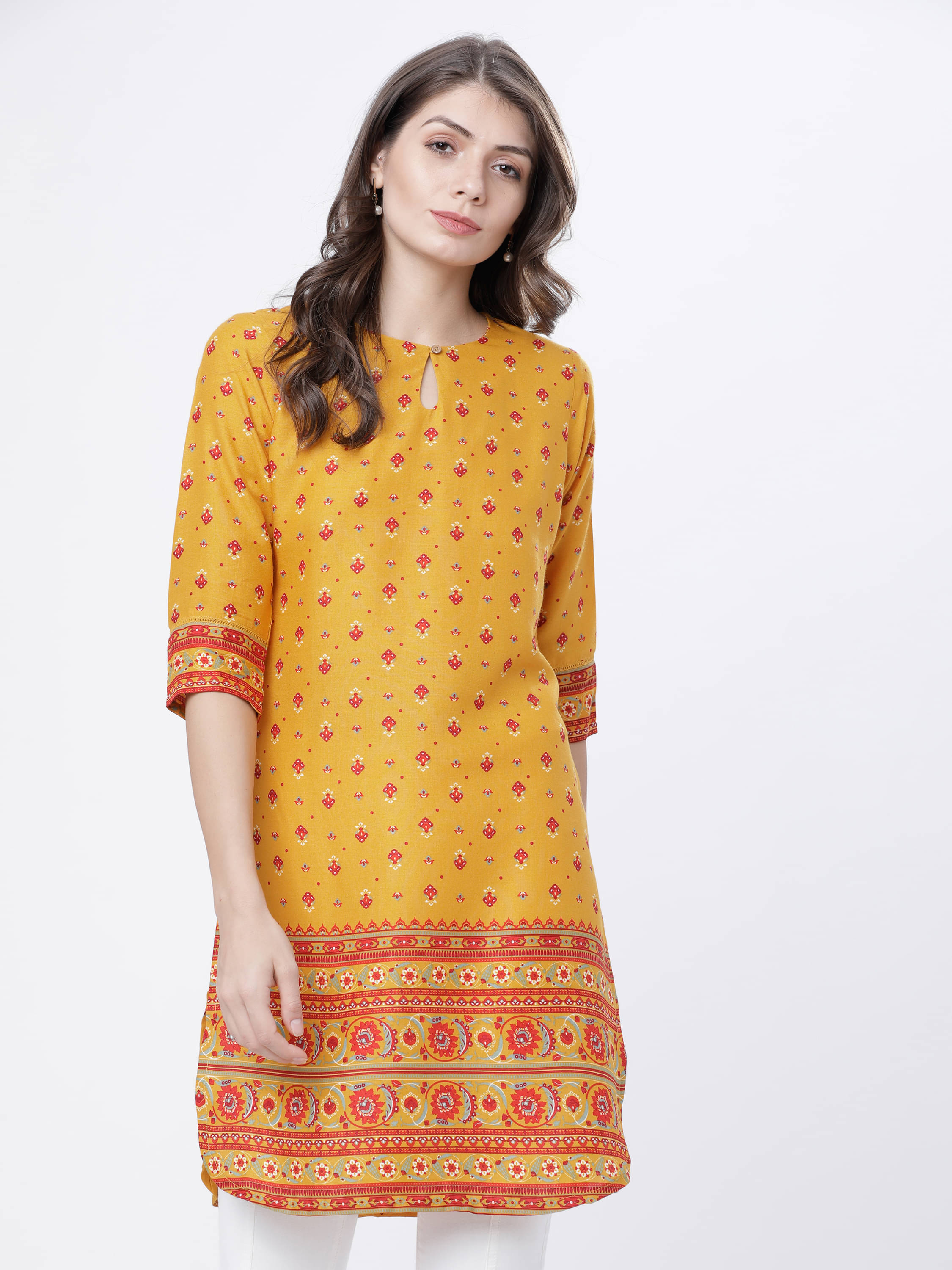 Vishudh Women Viscose Printed Straight Kurti ( Yellow ) Vishudh Women Viscose Printed Straight Kurti ( Yellow )