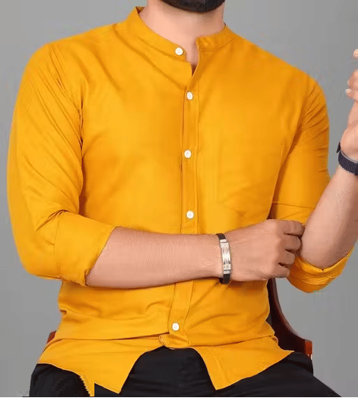 Vs Beauti Cotton Blend Regular Fit Solids Full Sleeves Men's Casual Shirt - Yellow ( Pack of 1 ) Vs Beauti Cotton Blend Regular Fit Solids Full Sleeves Men's Casual Shirt - Yellow ( Pack of 1 )