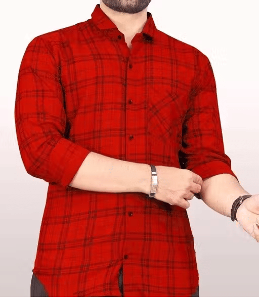     			Vs Beauti Cotton Blend Regular Fit Checks Full Sleeves Men's Casual Shirt - Red ( Pack of 1 )