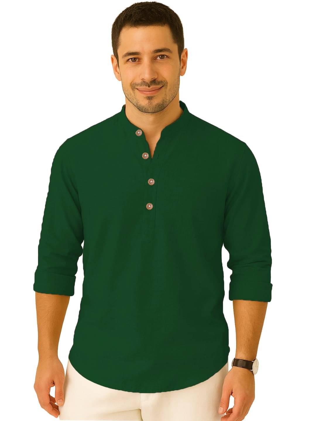 Yugnik Green Cotton Blend Men's Regular Kurta ( Pack of 1 ) Yugnik Green Cotton Blend Men's Regular Kurta ( Pack of 1 )