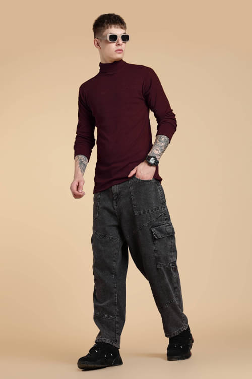     			fashlook Woollen High Neck Men's Sweatshirt - Maroon ( Pack of 1 )