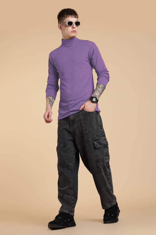     			freaks Woollen High Neck Men's Sweatshirt - Purple ( Pack of 1 )