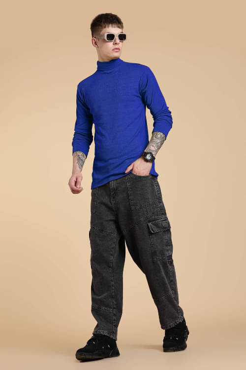     			freaks Woollen High Neck Men's Sweatshirt - Blue ( Pack of 1 )