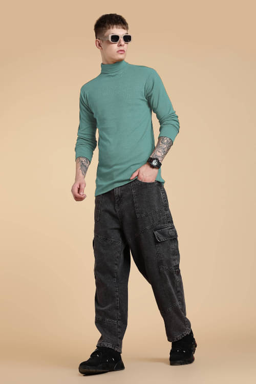     			freaks Woollen High Neck Men's Sweatshirt - Sea Green ( Pack of 1 )