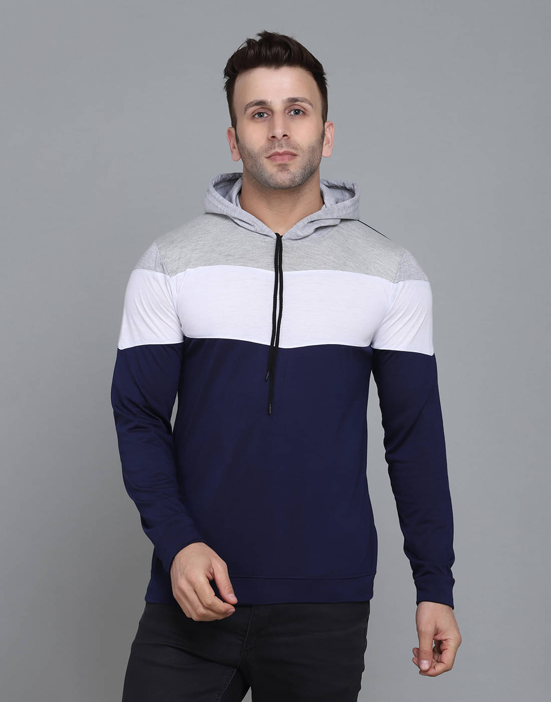     			hoshii Men Cotton Regular Fit Colorblock T-Shirt ( Navy )