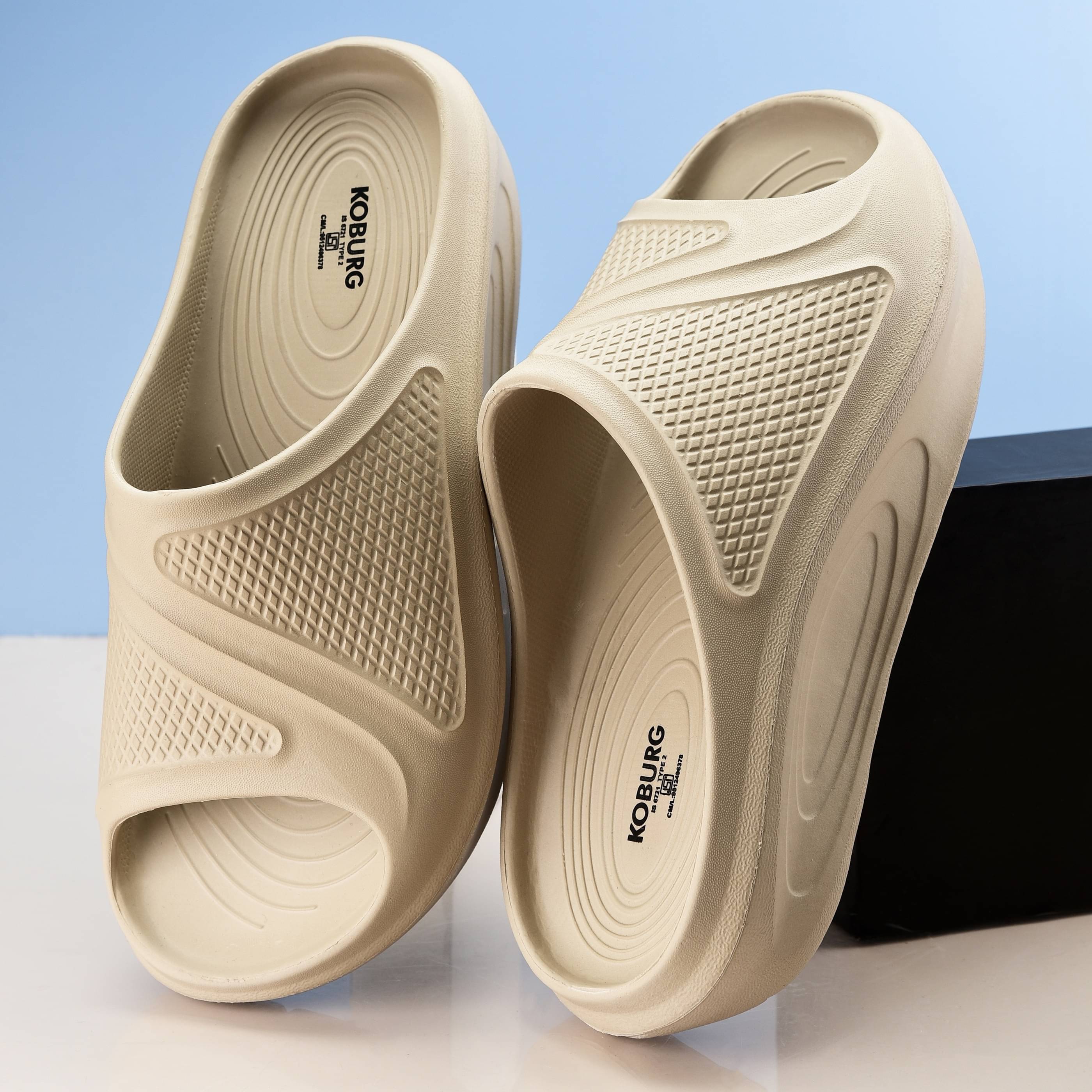     			koburg Beige Men's Slide Flip Flop