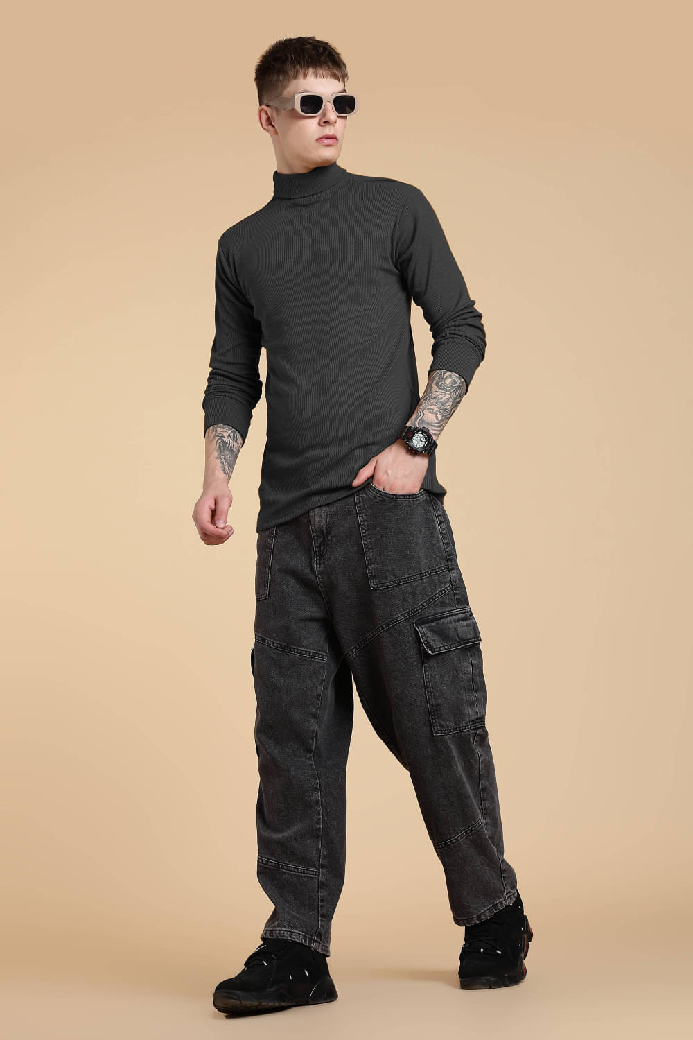     			nikline Woollen High Neck Men's Sweatshirt - Black ( Pack of 1 )