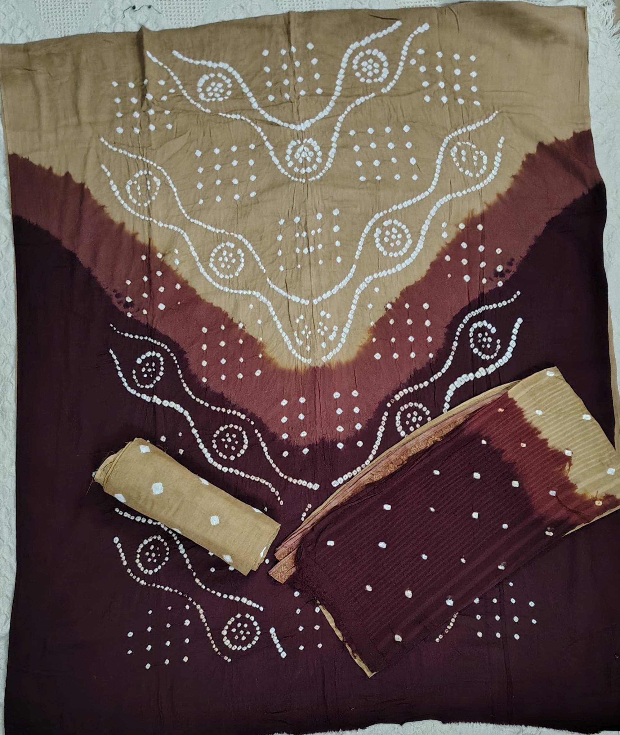     			silky style Women Satin Unstitched Dress Material ( Brown )