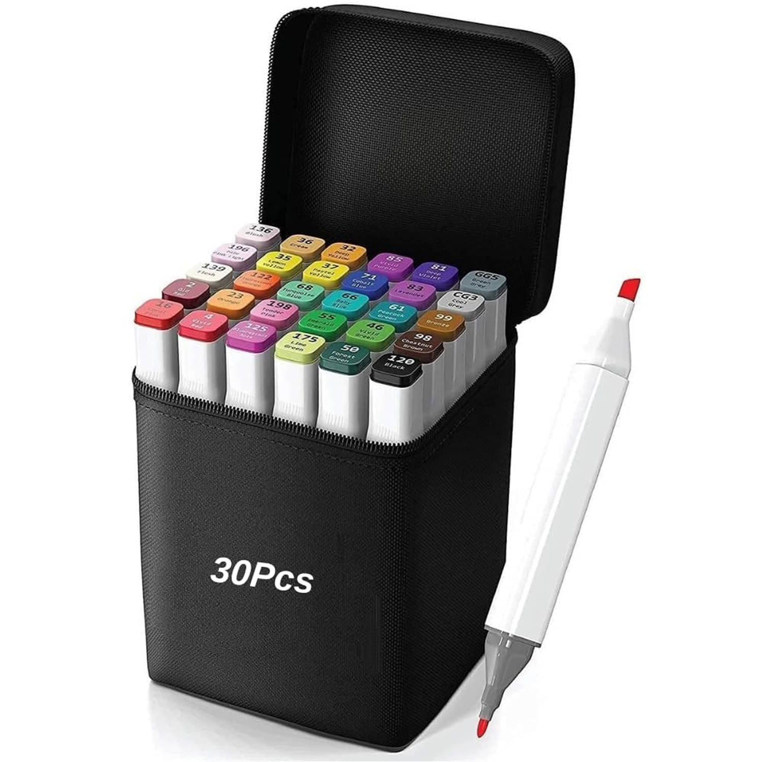     			30 Pcs Dual Tip Permanent Sketch Markers with Fine and Chisel Nibs for Artists and Designers