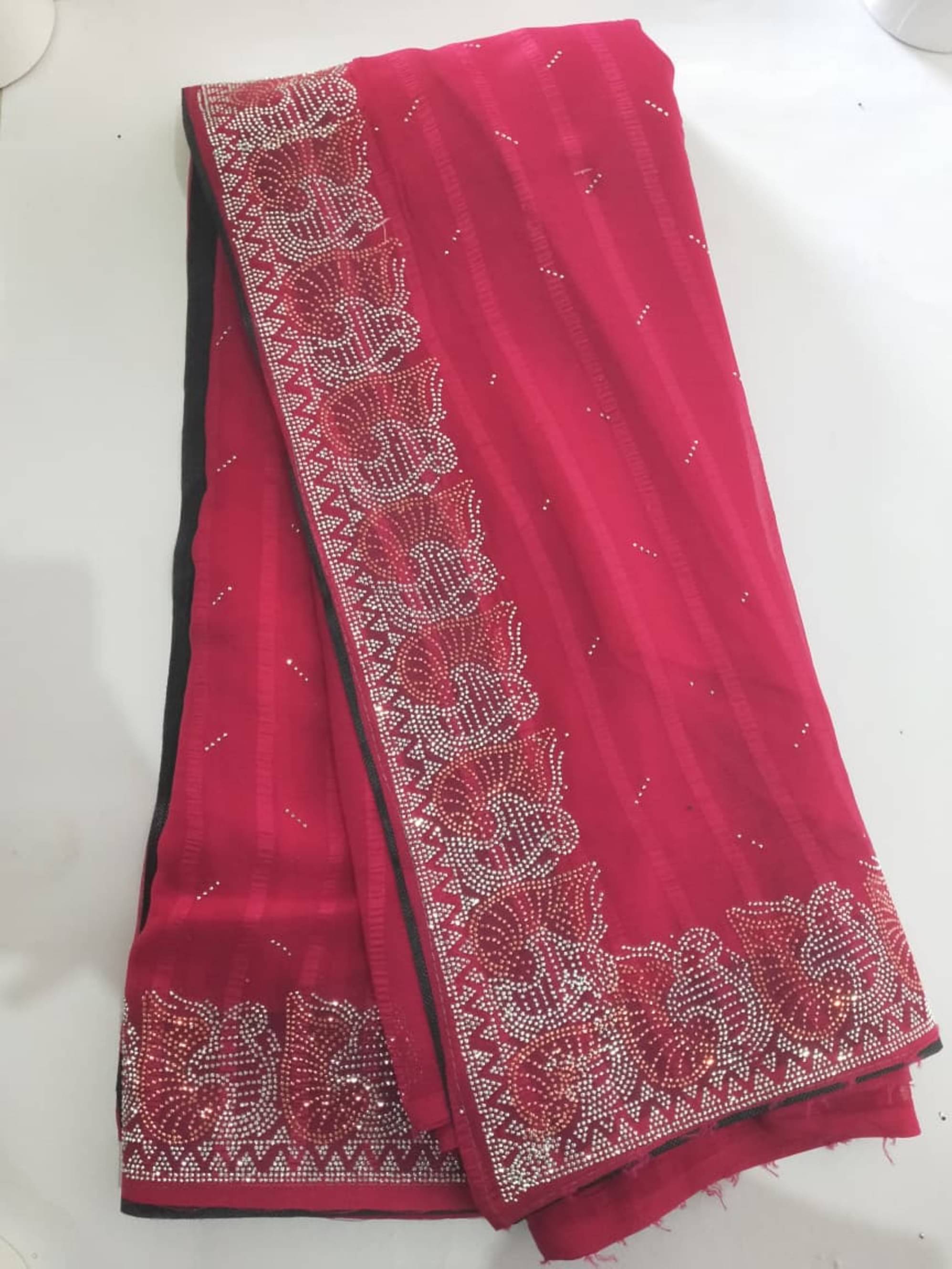 AB Silk Georgette Embellished Regular Saree With Unstitched Blouse Piece ( Rani ) AB Silk Georgette Embellished Regular Saree With Unstitched Blouse Piece ( Rani )