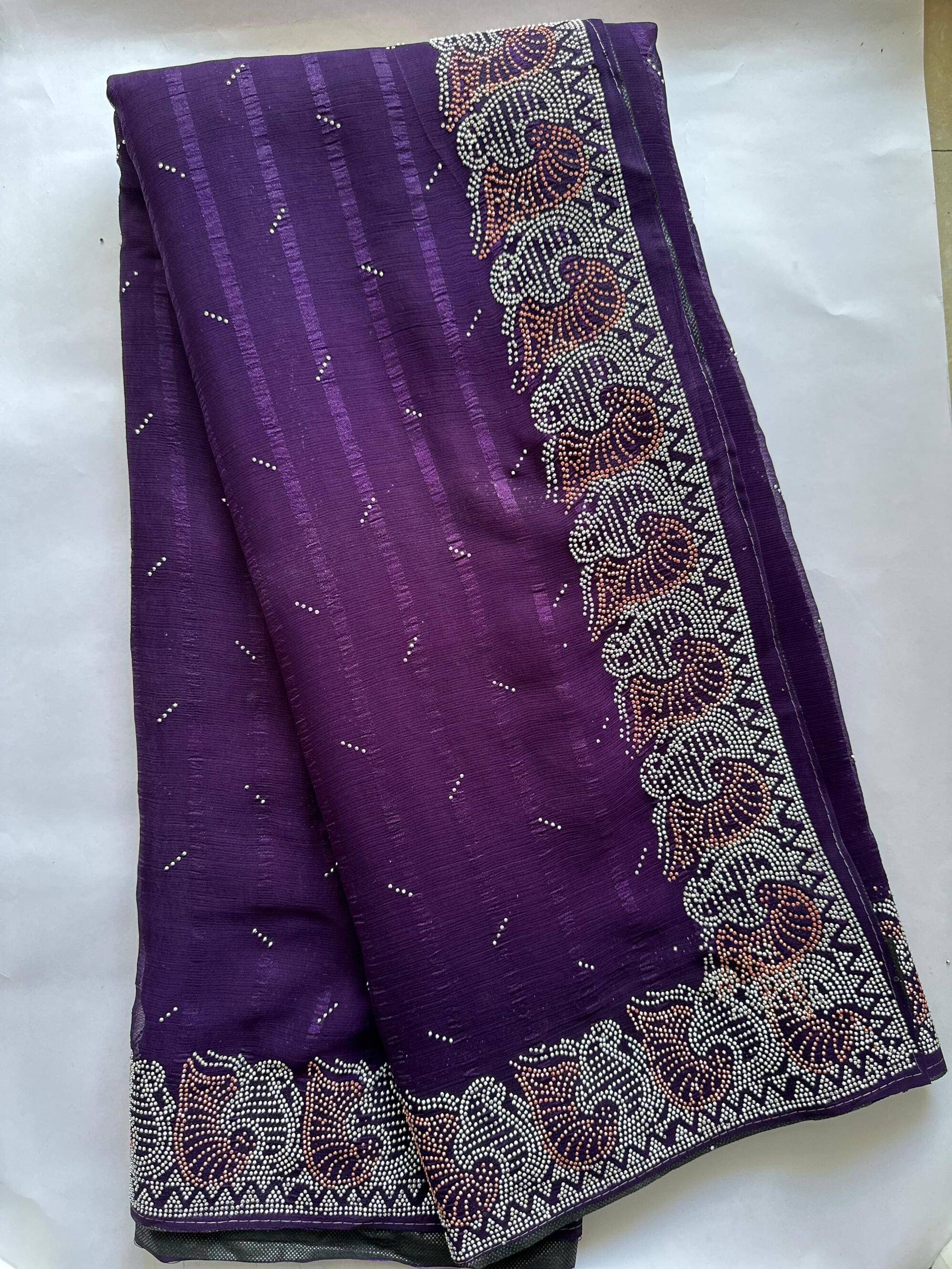     			AB Silk Georgette Embellished Regular Saree With Unstitched Blouse Piece ( Wine )