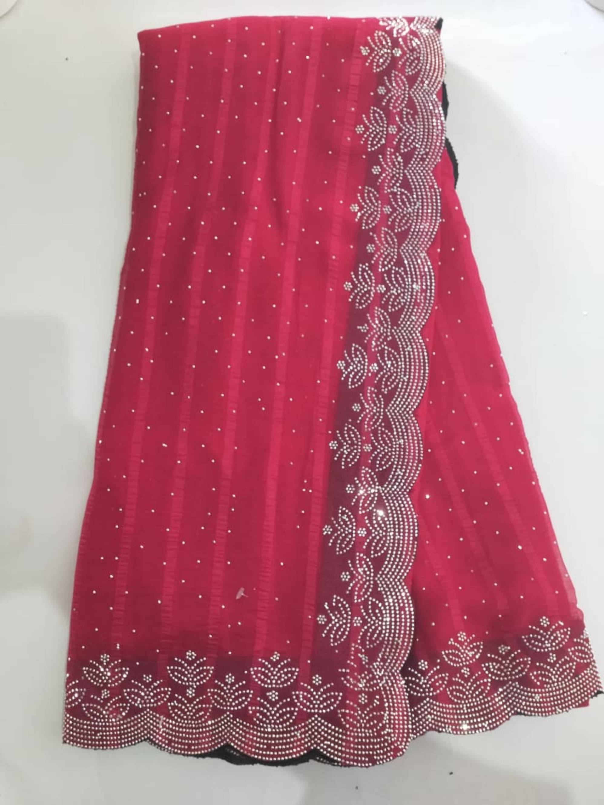     			AB Silk Georgette Embellished Regular Saree With Unstitched Blouse Piece ( Rani )