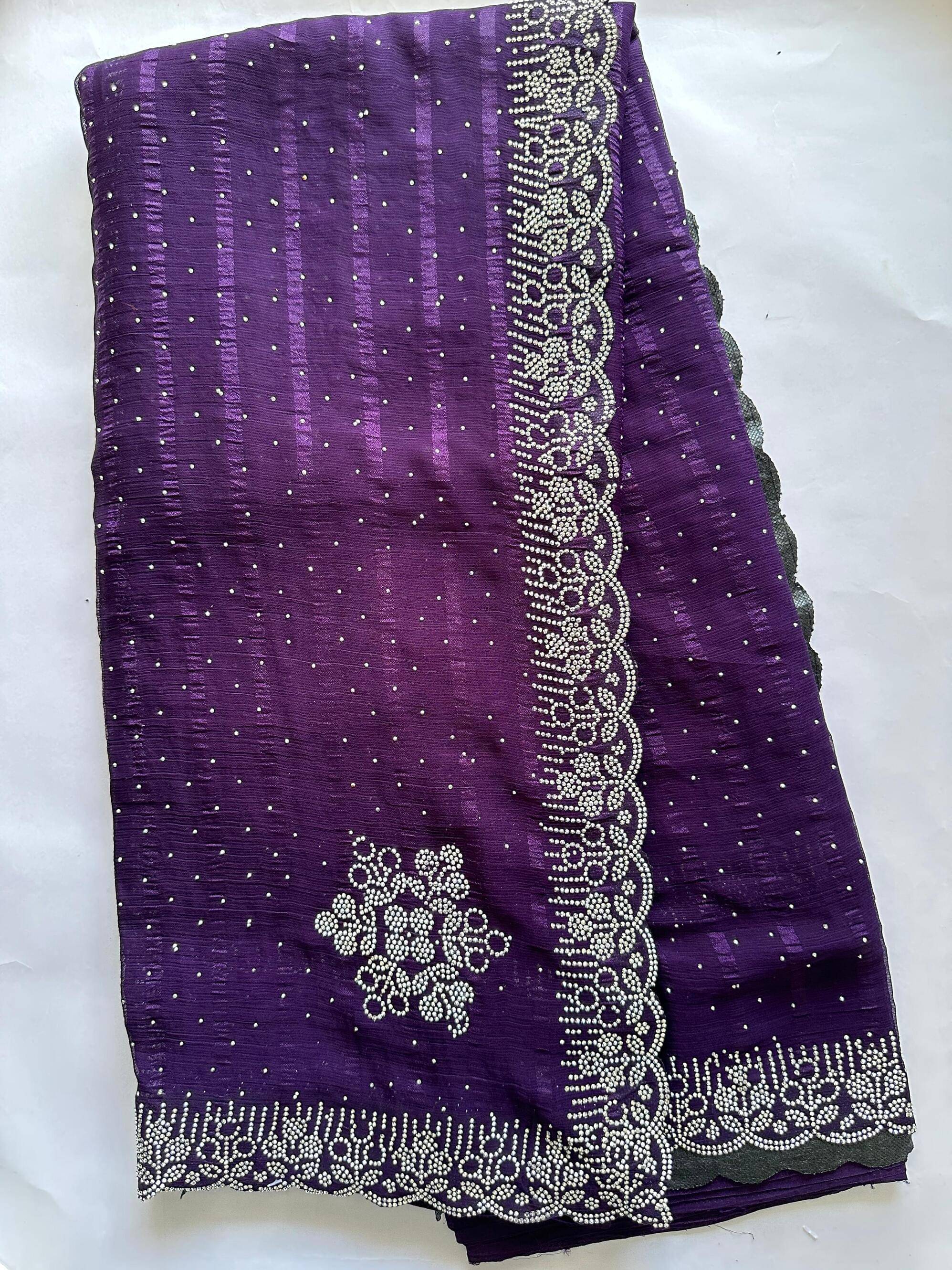     			AB Silk Georgette Embellished Regular Saree With Unstitched Blouse Piece ( Wine )
