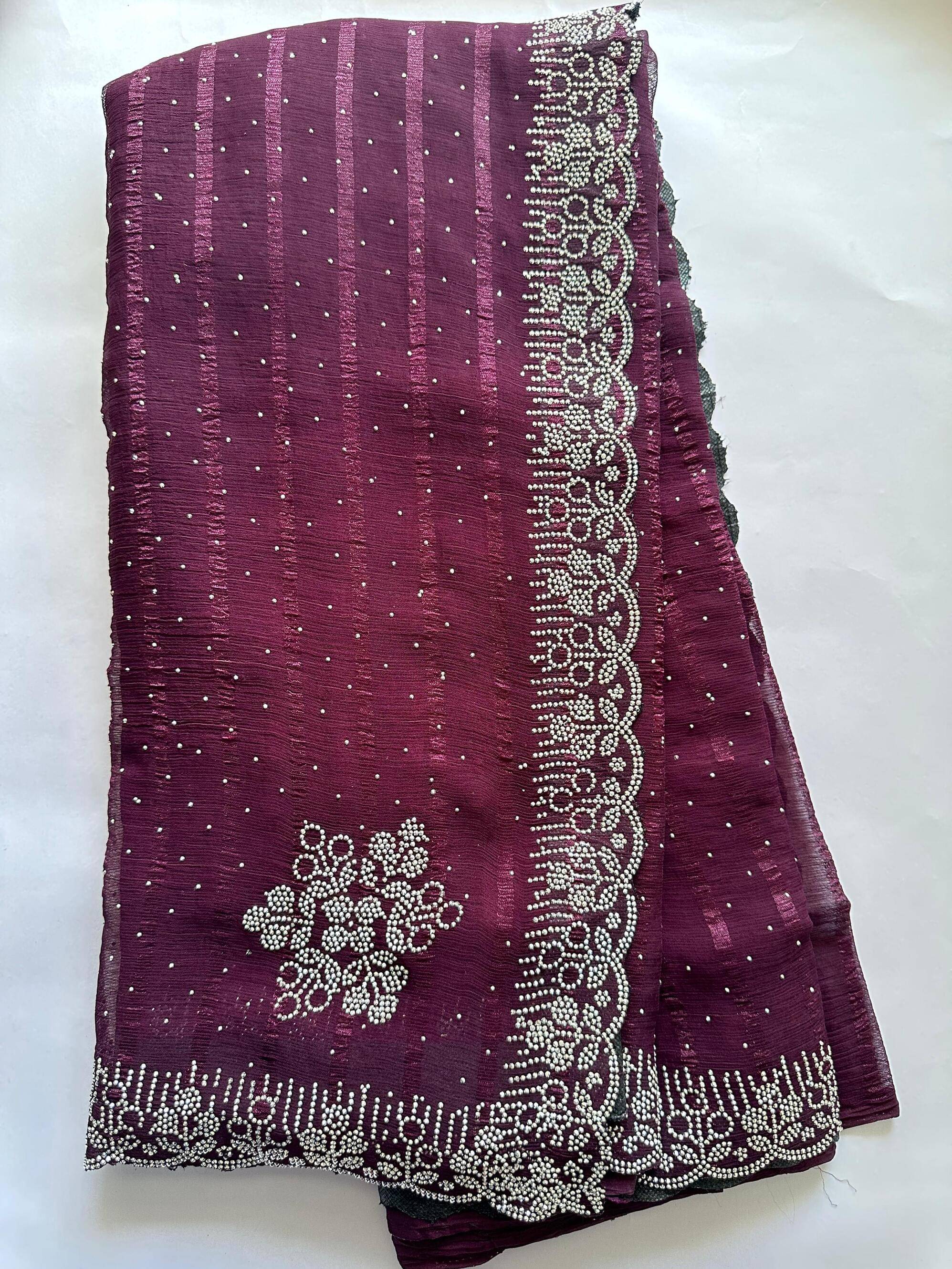 AB Silk Georgette Embellished Regular Saree With Unstitched Blouse Piece ( Maroon ) AB Silk Georgette Embellished Regular Saree With Unstitched Blouse Piece ( Maroon )