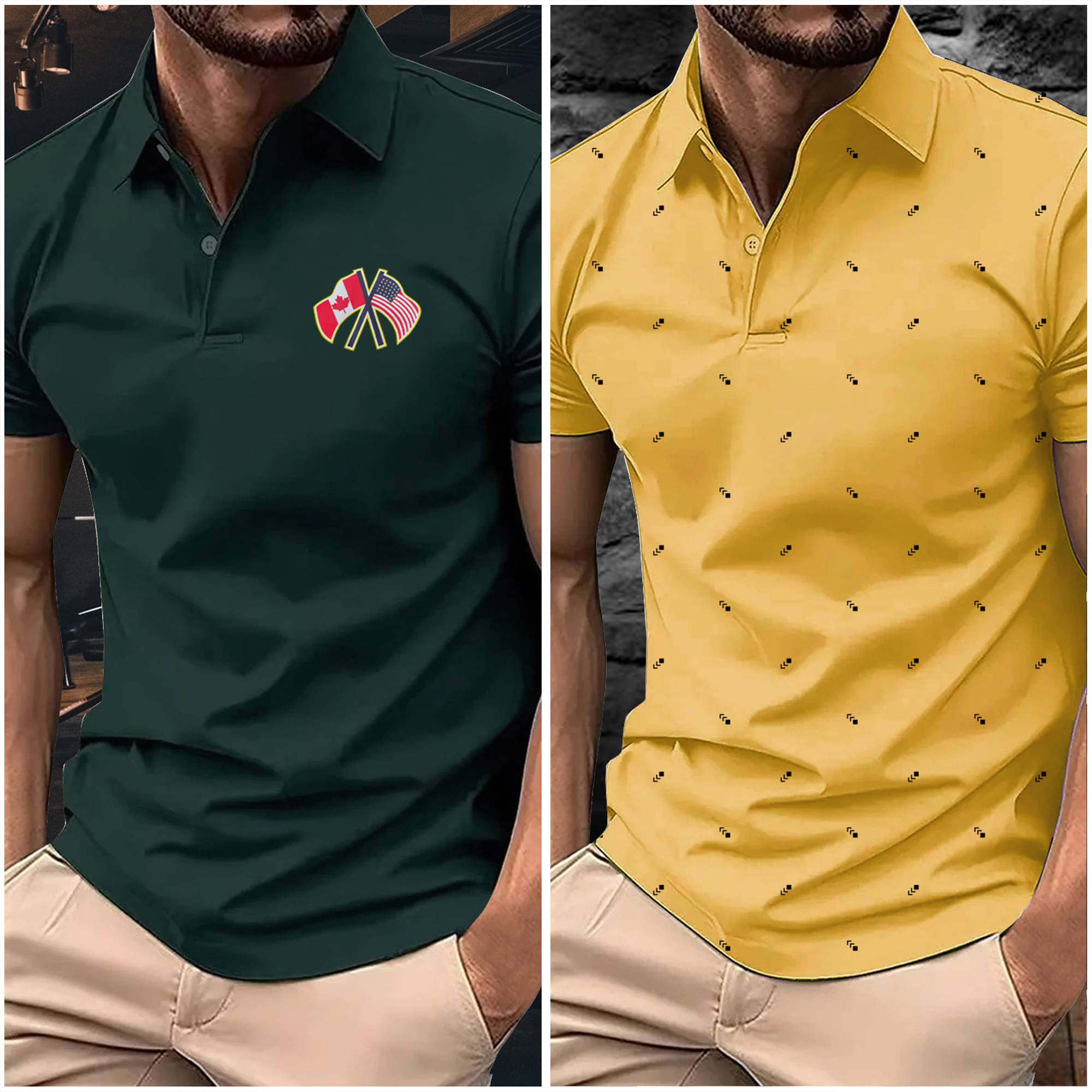 AIN6 Men Polyester Regular Fit Printed Polo T Shirt ( Mustard ) AIN6 Men Polyester Regular Fit Printed Polo T Shirt ( Mustard )