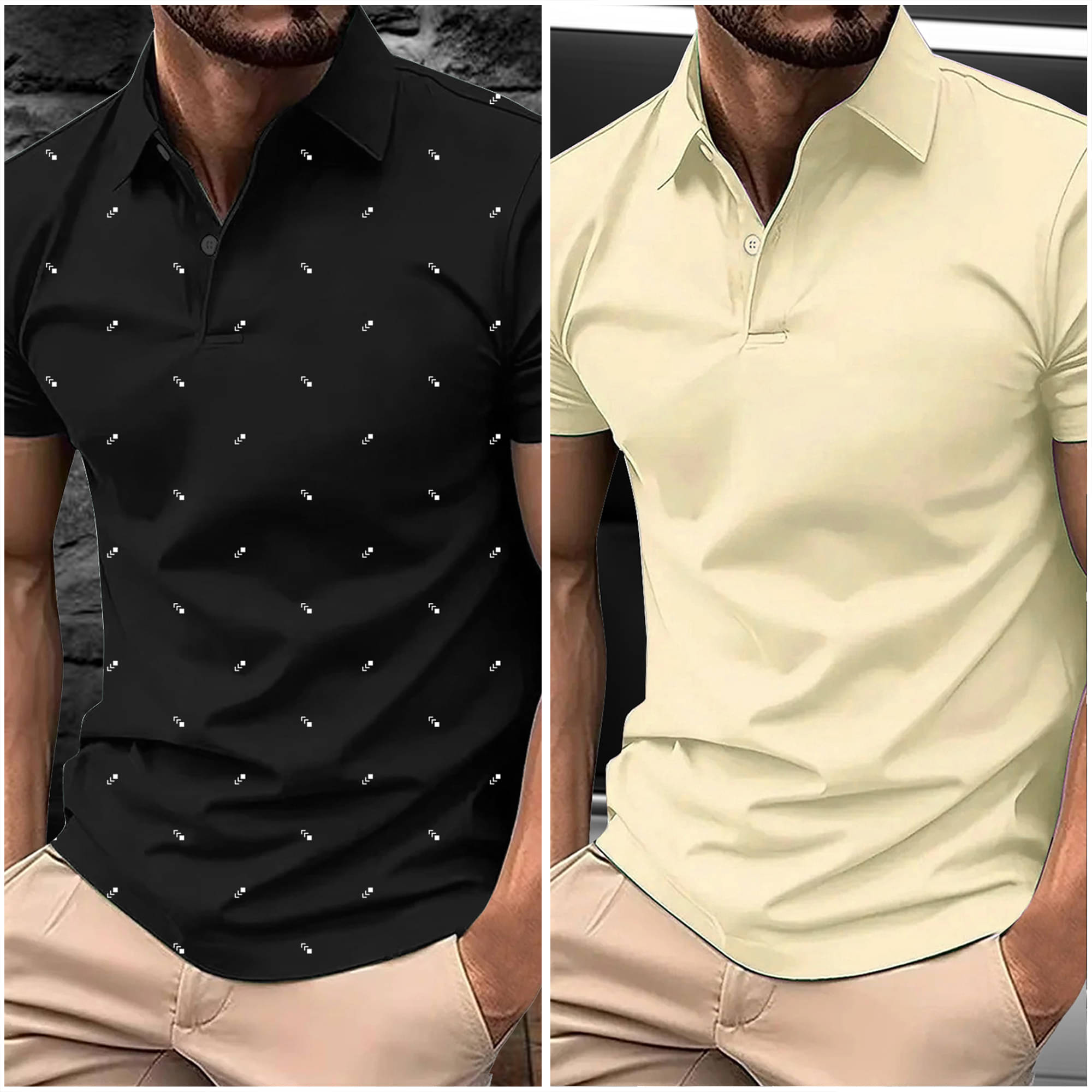     			AIN6 Men Polyester Regular Fit Printed Polo T Shirt ( Beige )