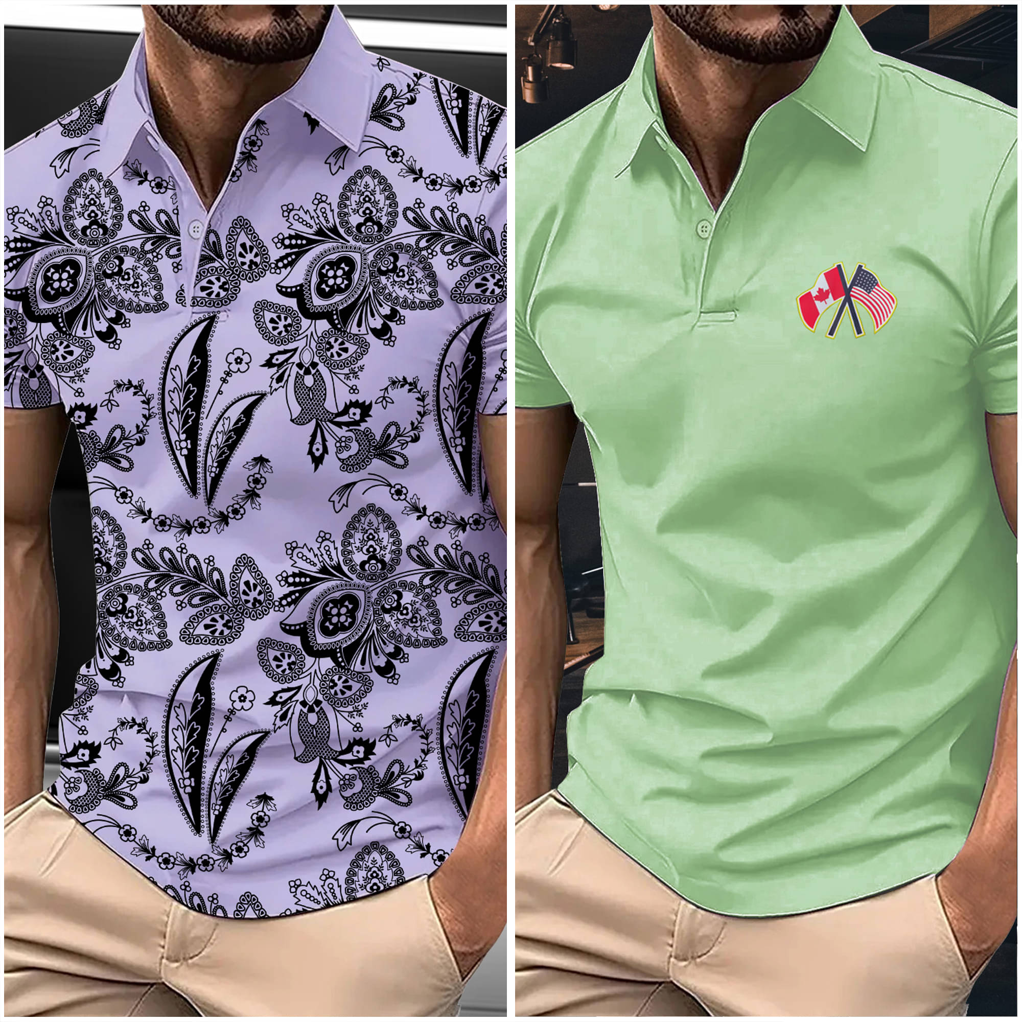     			AIN6 Men Polyester Regular Fit Printed Polo T Shirt ( Lavender )