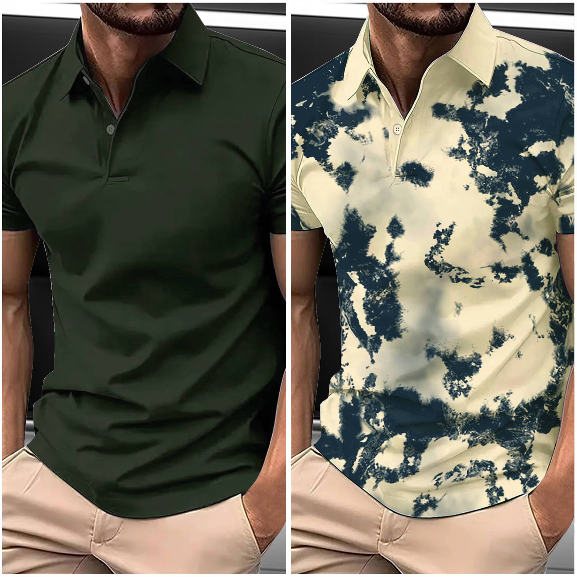     			AIN6 Men Polyester Regular Fit Printed Polo T Shirt ( Beige )
