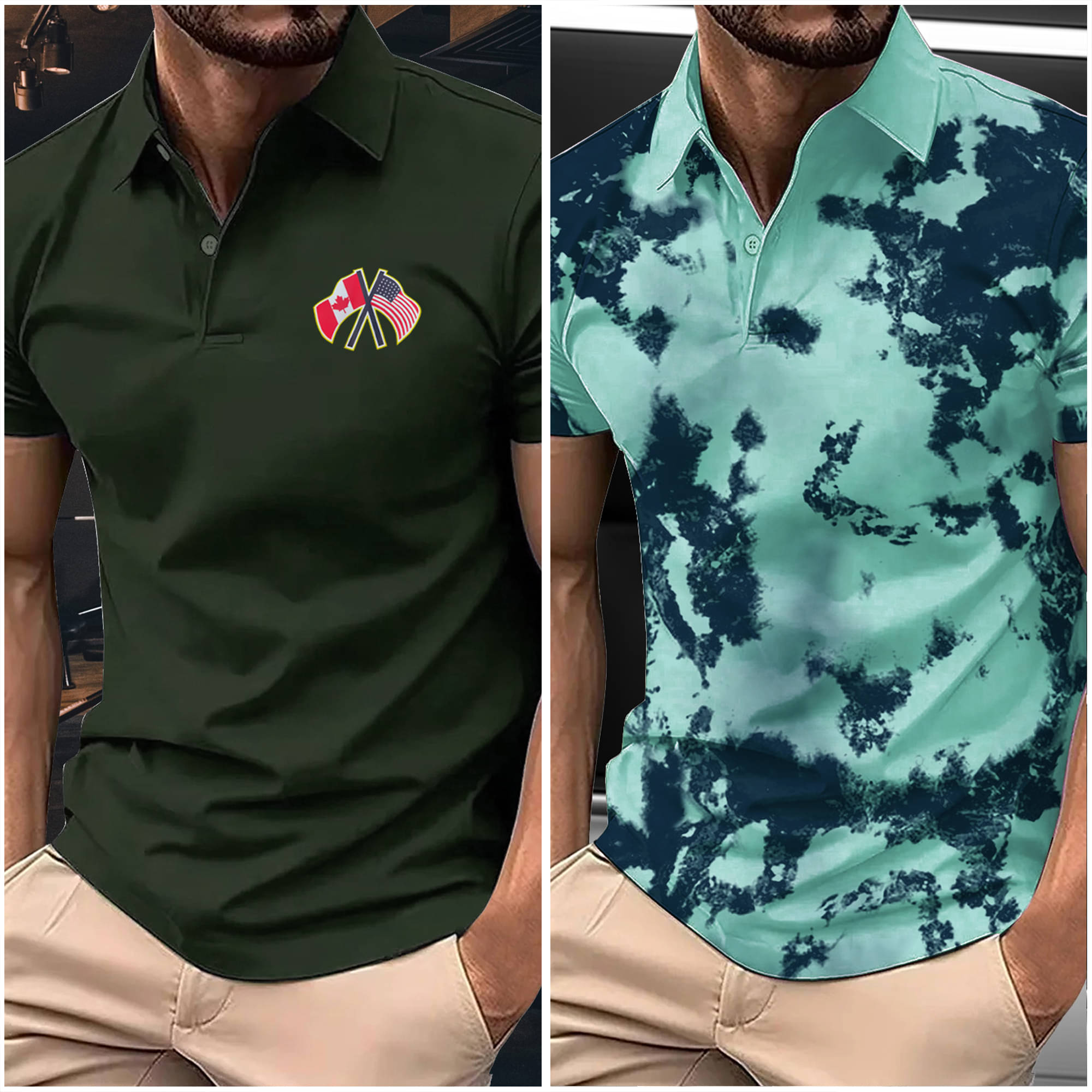     			AIN6 Men Polyester Regular Fit Printed Polo T Shirt ( Olive )