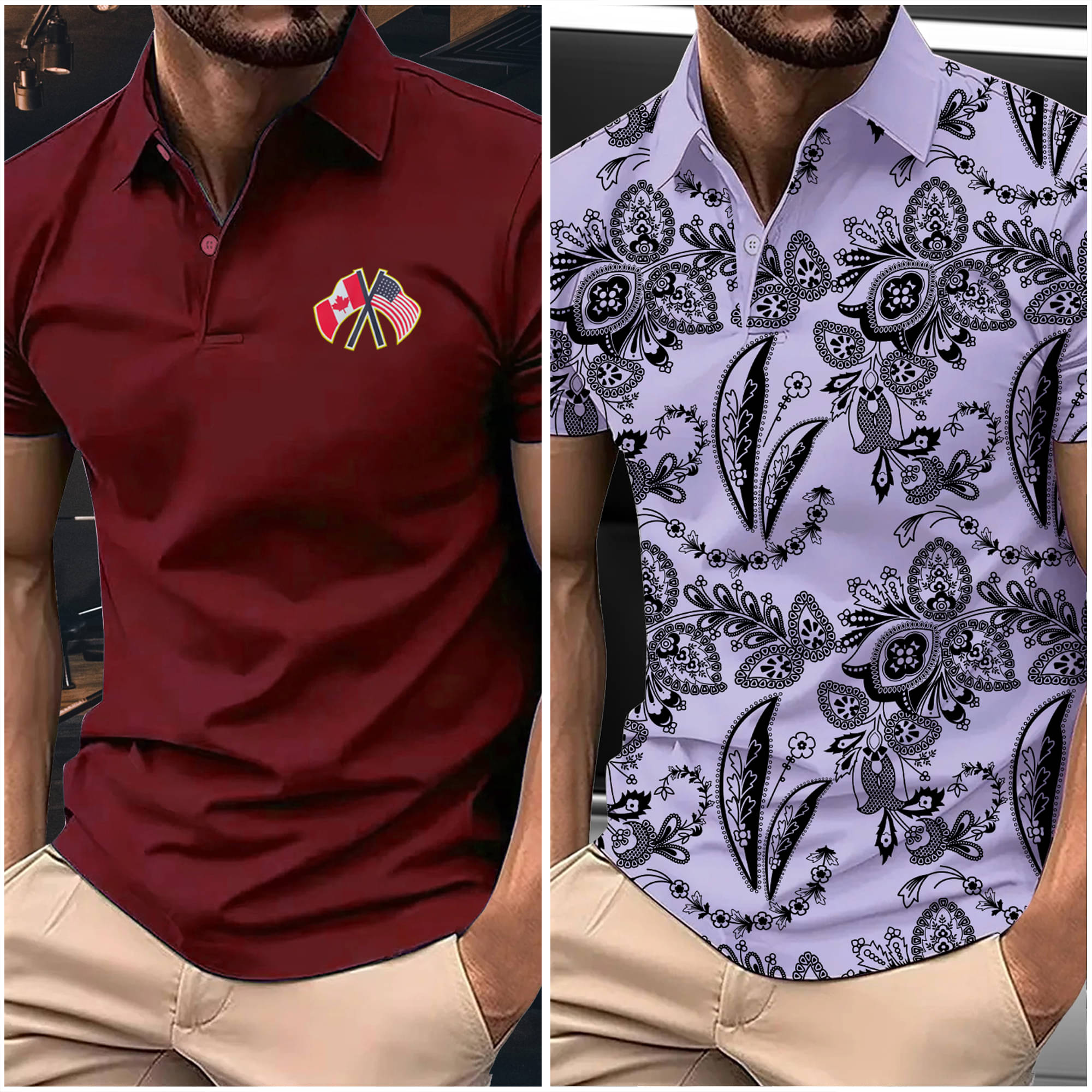     			AIN6 Men Polyester Regular Fit Printed Polo T Shirt ( Lavender )