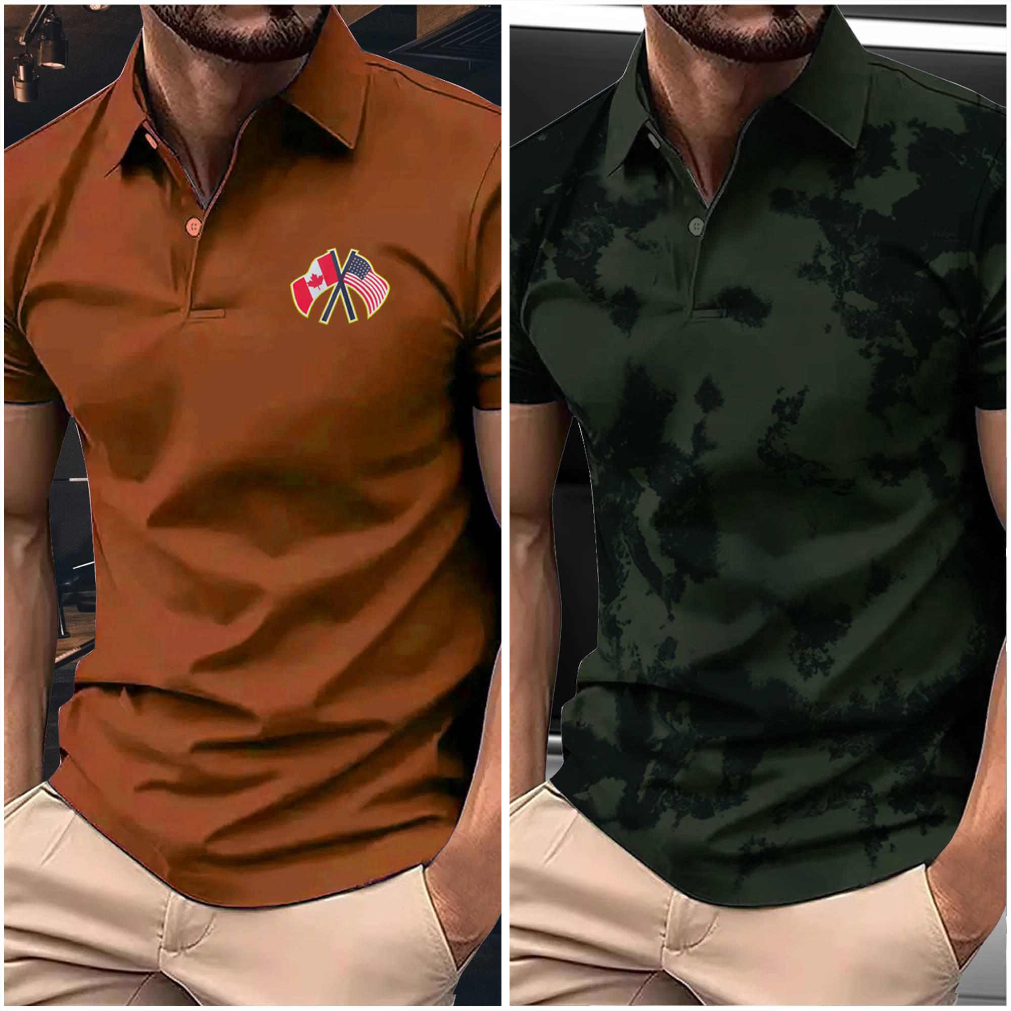     			AIN6 Men Polyester Regular Fit Printed Polo T Shirt ( Olive )