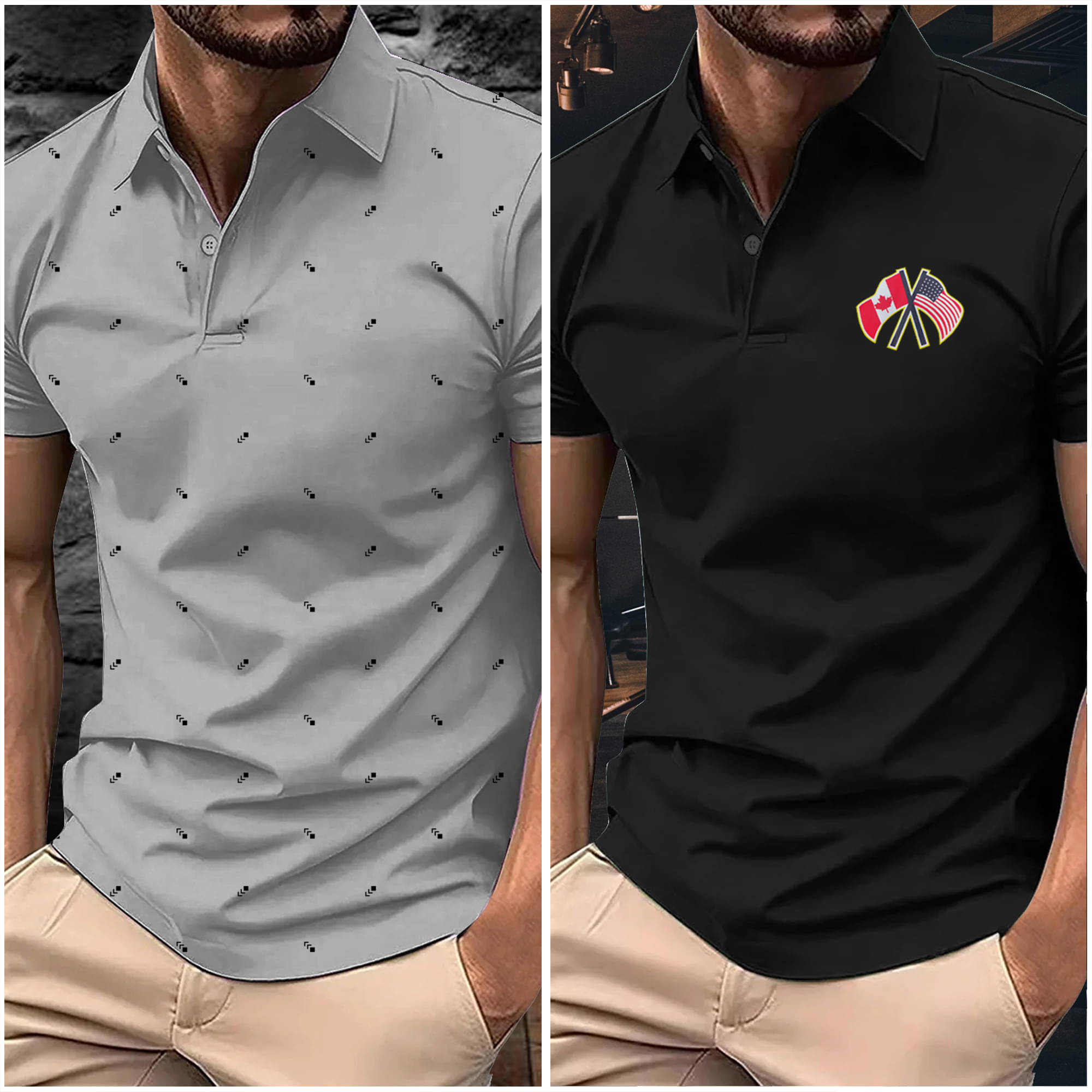     			AIN6 Men Polyester Regular Fit Printed Polo T Shirt ( Black )