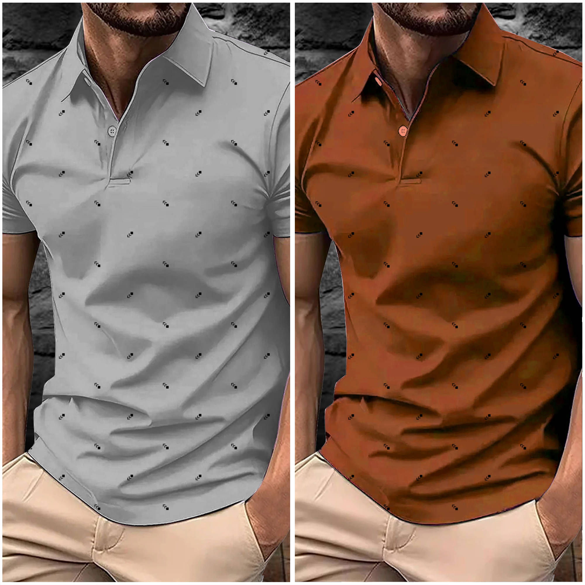 AIN6 Men Polyester Regular Fit Printed Polo T Shirt ( Rust ) AIN6 Men Polyester Regular Fit Printed Polo T Shirt ( Rust )