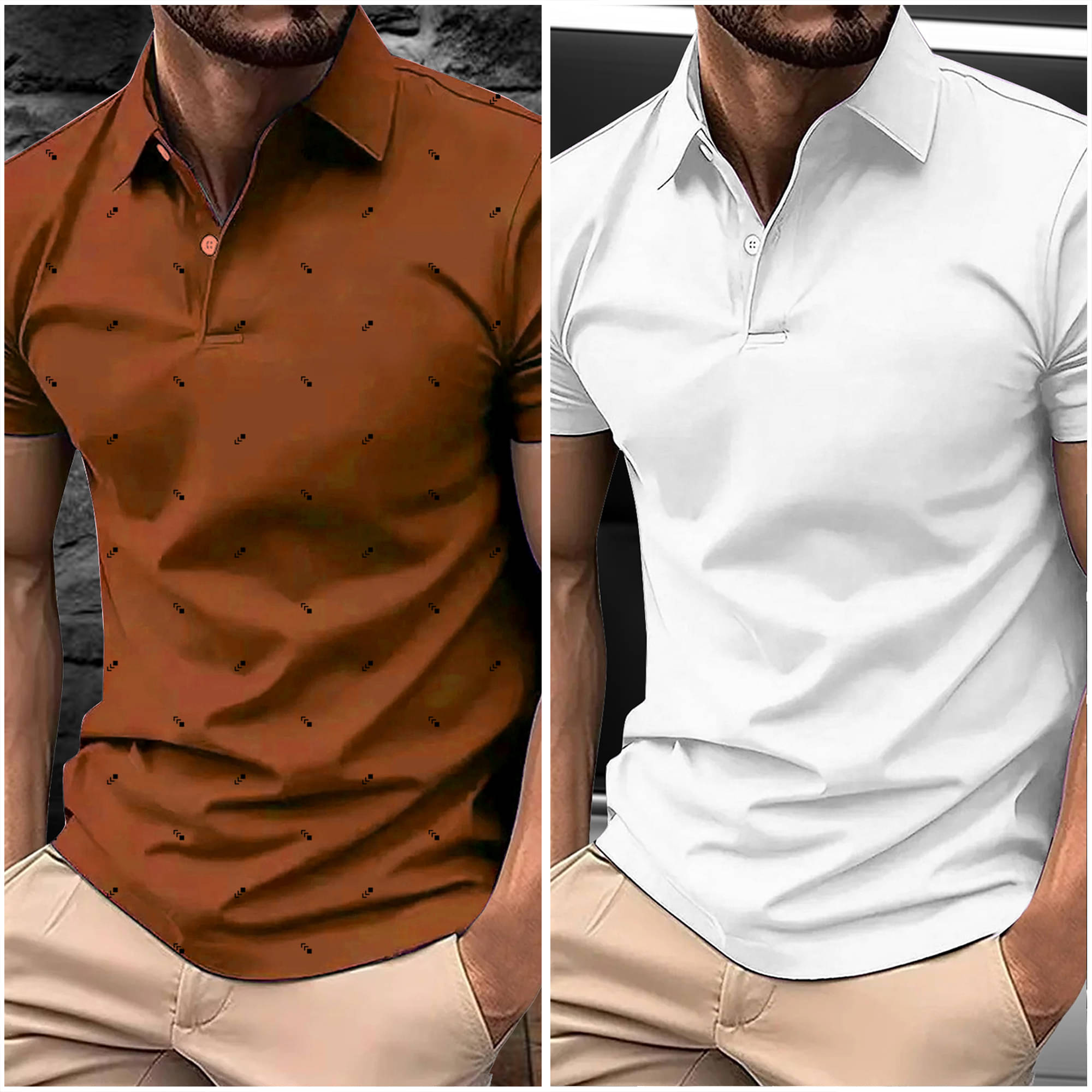 AIN6 Men Polyester Regular Fit Printed Polo T Shirt ( Rust ) AIN6 Men Polyester Regular Fit Printed Polo T Shirt ( Rust )