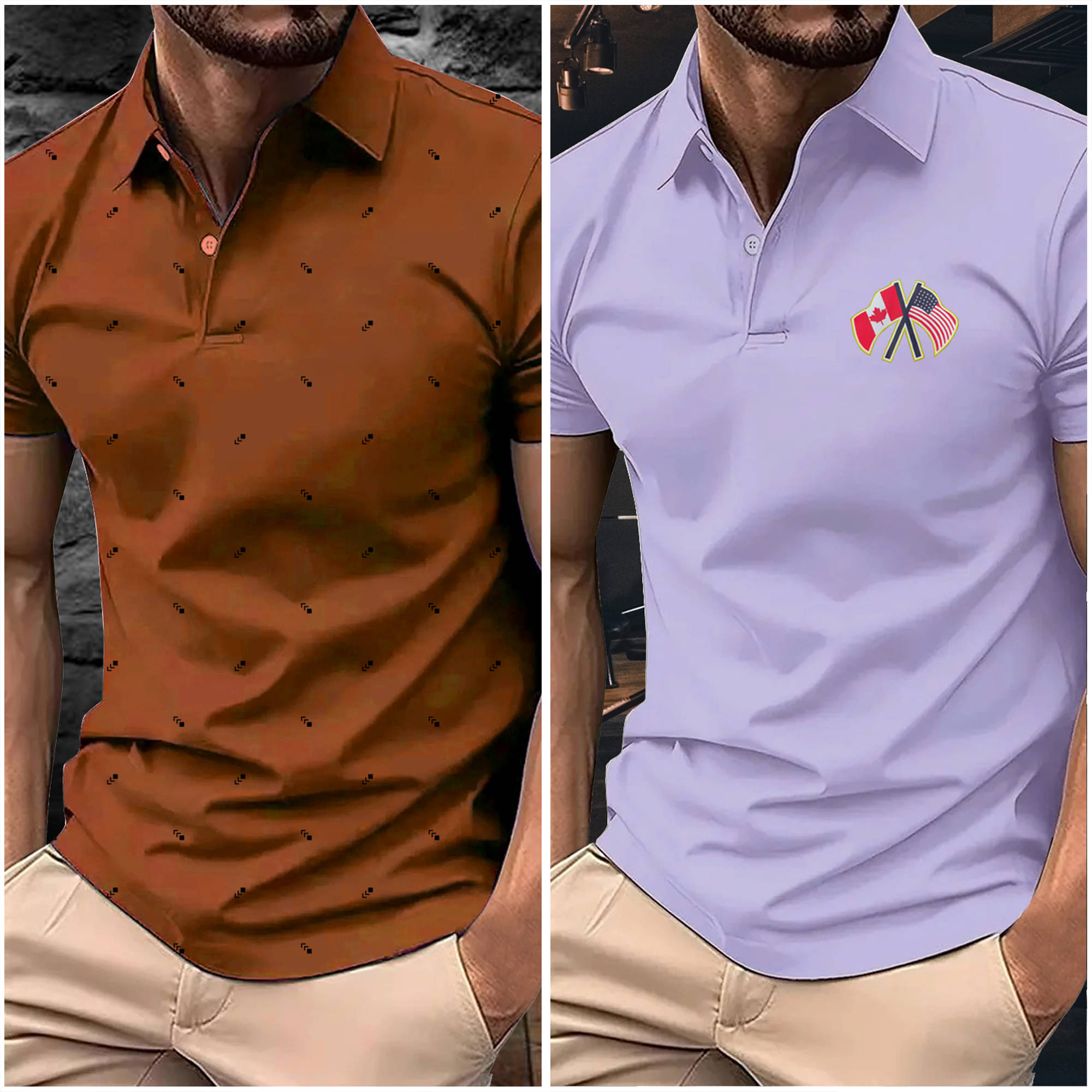 AIN6 Men Polyester Regular Fit Printed Polo T Shirt ( Lavender )     			AIN6 Men Polyester Regular Fit Printed Polo T Shirt ( Lavender )
