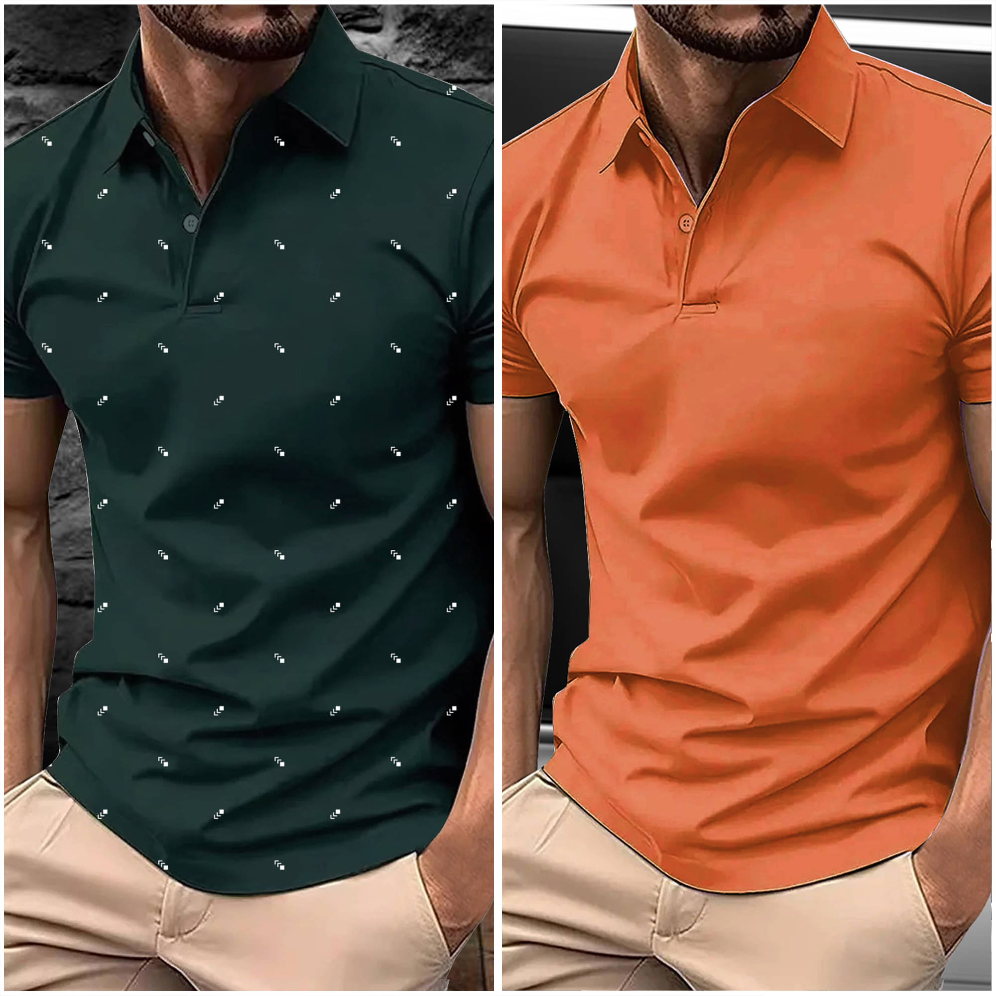 AIN6 Men Polyester Regular Fit Printed Polo T Shirt ( Orange )     			AIN6 Men Polyester Regular Fit Printed Polo T Shirt ( Orange )