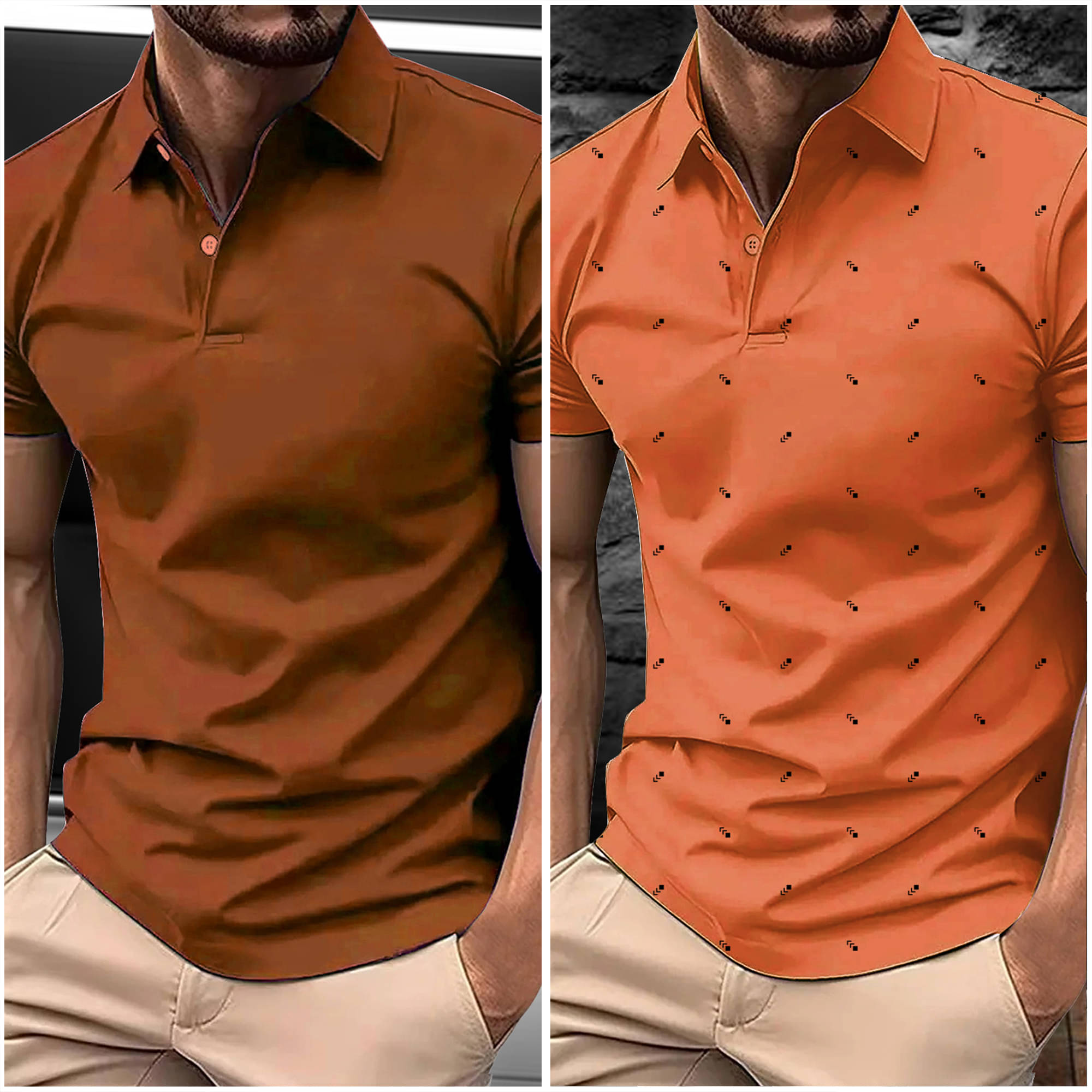 AIN6 Men Polyester Regular Fit Printed Polo T Shirt ( Orange ) AIN6 Men Polyester Regular Fit Printed Polo T Shirt ( Orange )