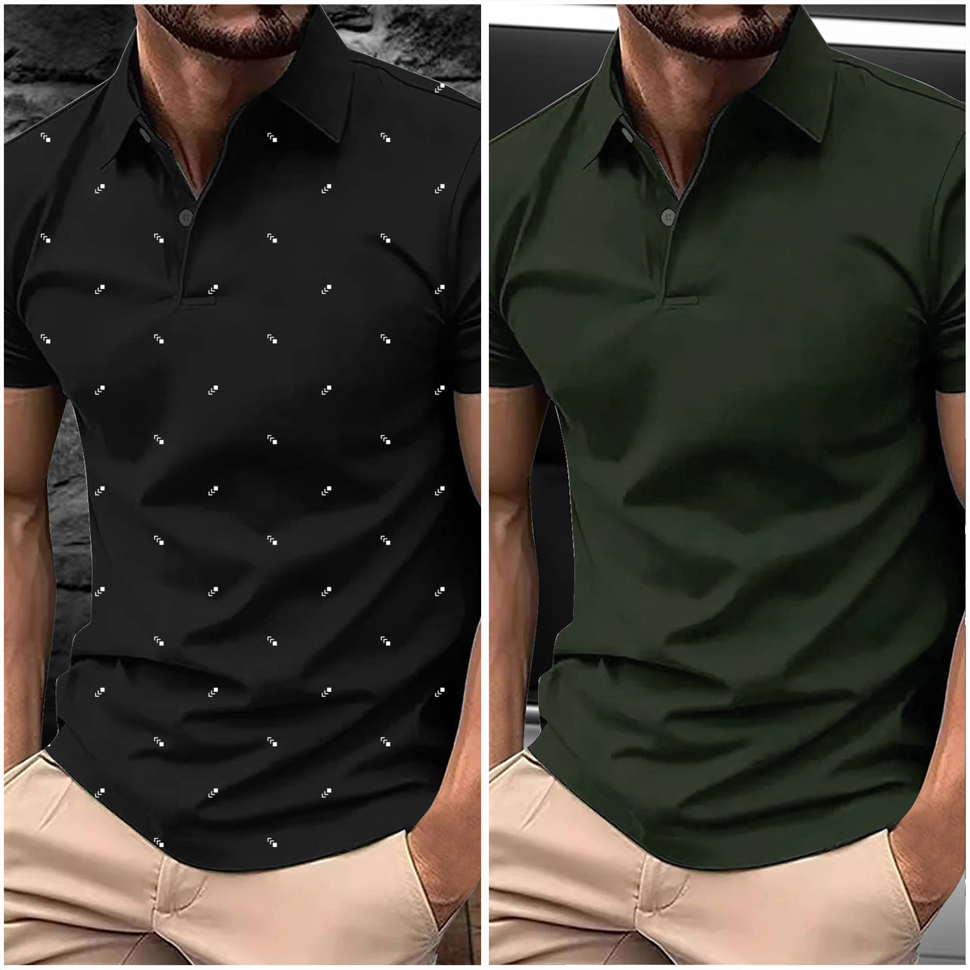 AIN6 Men Polyester Regular Fit Printed Polo T Shirt ( Olive ) AIN6 Men Polyester Regular Fit Printed Polo T Shirt ( Olive )