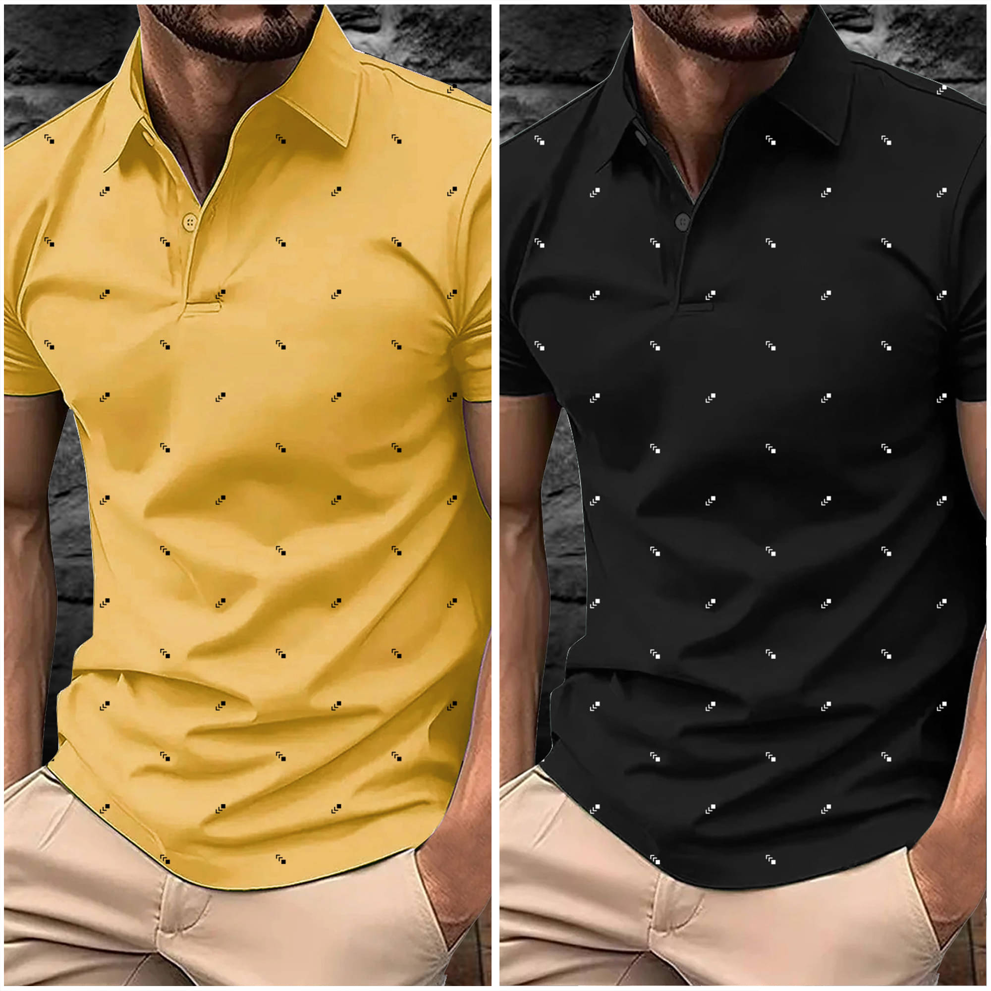     			AIN6 Men Polyester Regular Fit Printed Polo T Shirt ( Black )