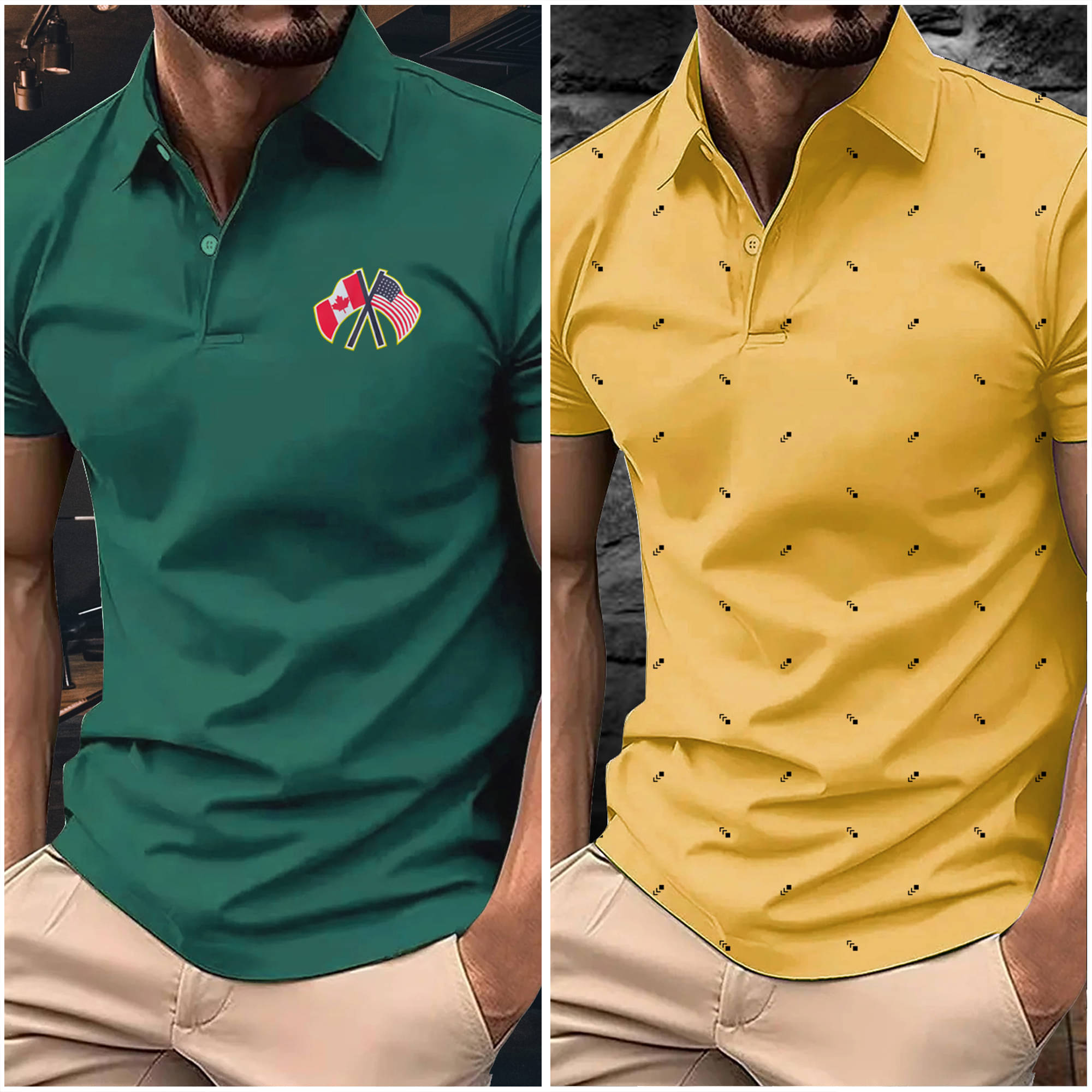 AIN6 Men Polyester Regular Fit Printed Polo T Shirt ( Mustard )     			AIN6 Men Polyester Regular Fit Printed Polo T Shirt ( Mustard )