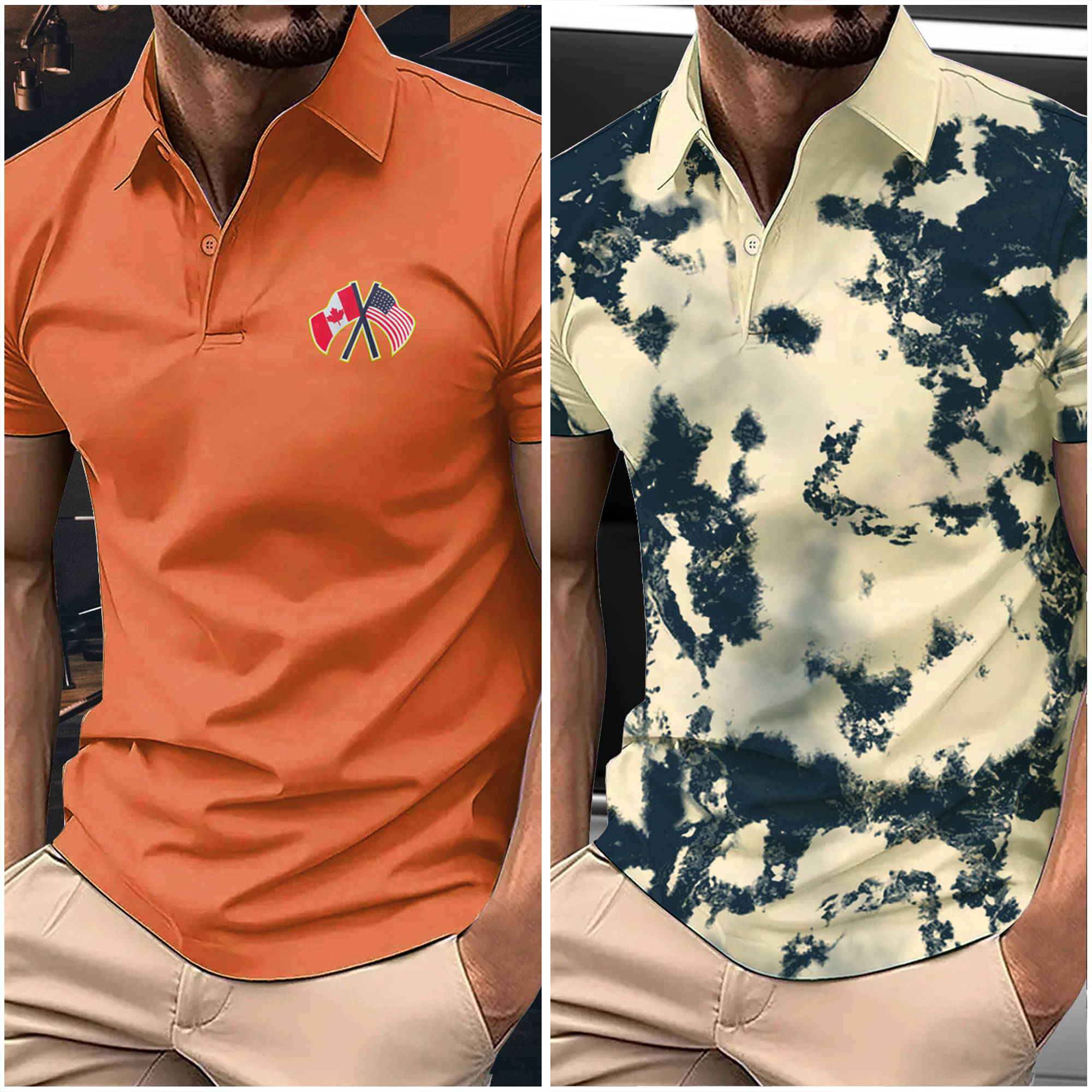     			AIN6 Men Polyester Regular Fit Printed Polo T Shirt ( Beige )