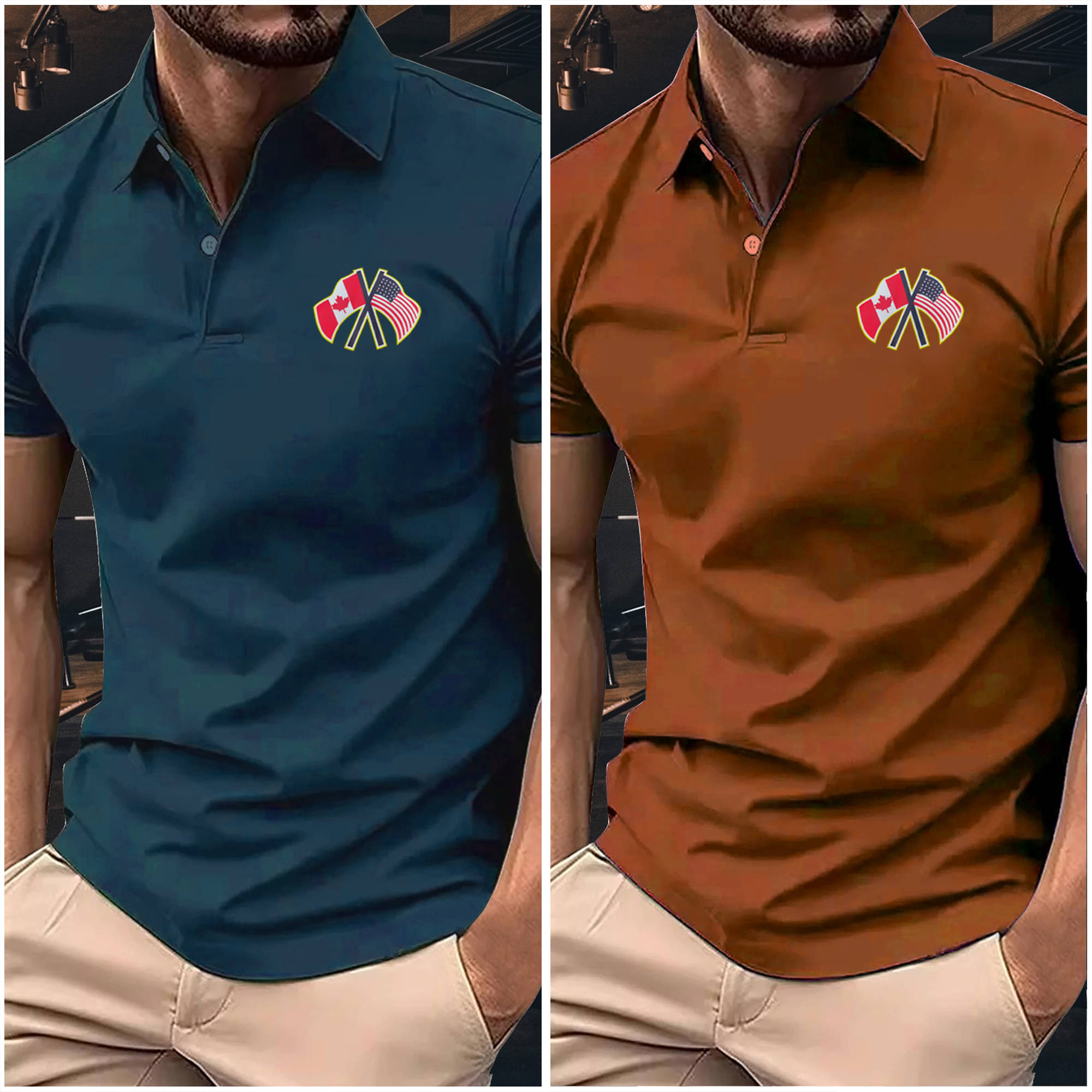     			AIN6 Men Polyester Regular Fit Printed Polo T Shirt ( Rust )