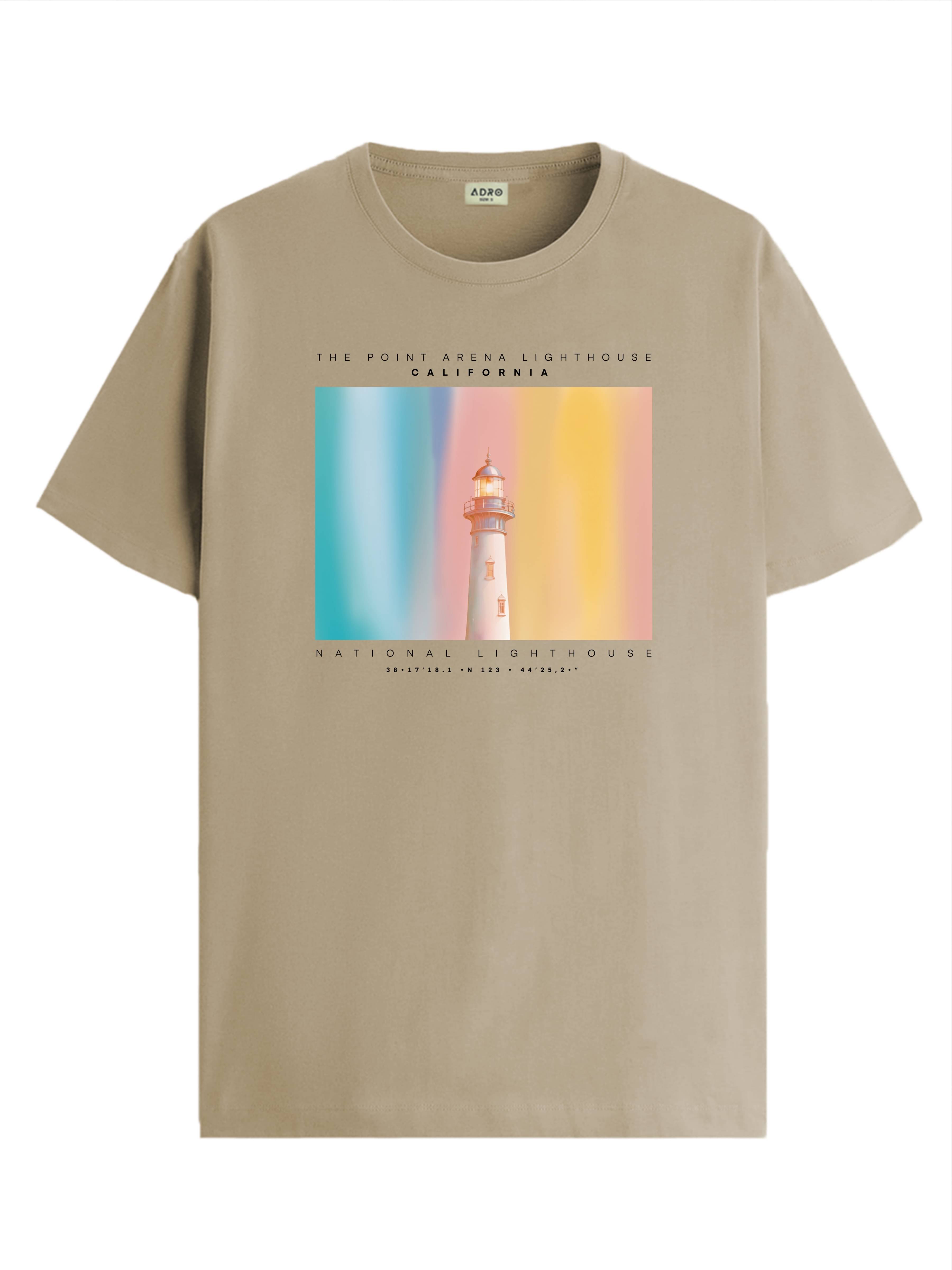 Adro Men Cotton Blend Regular Fit Printed T-Shirt ( Beige )     			Adro Men Cotton Blend Regular Fit Printed T-Shirt ( Beige )