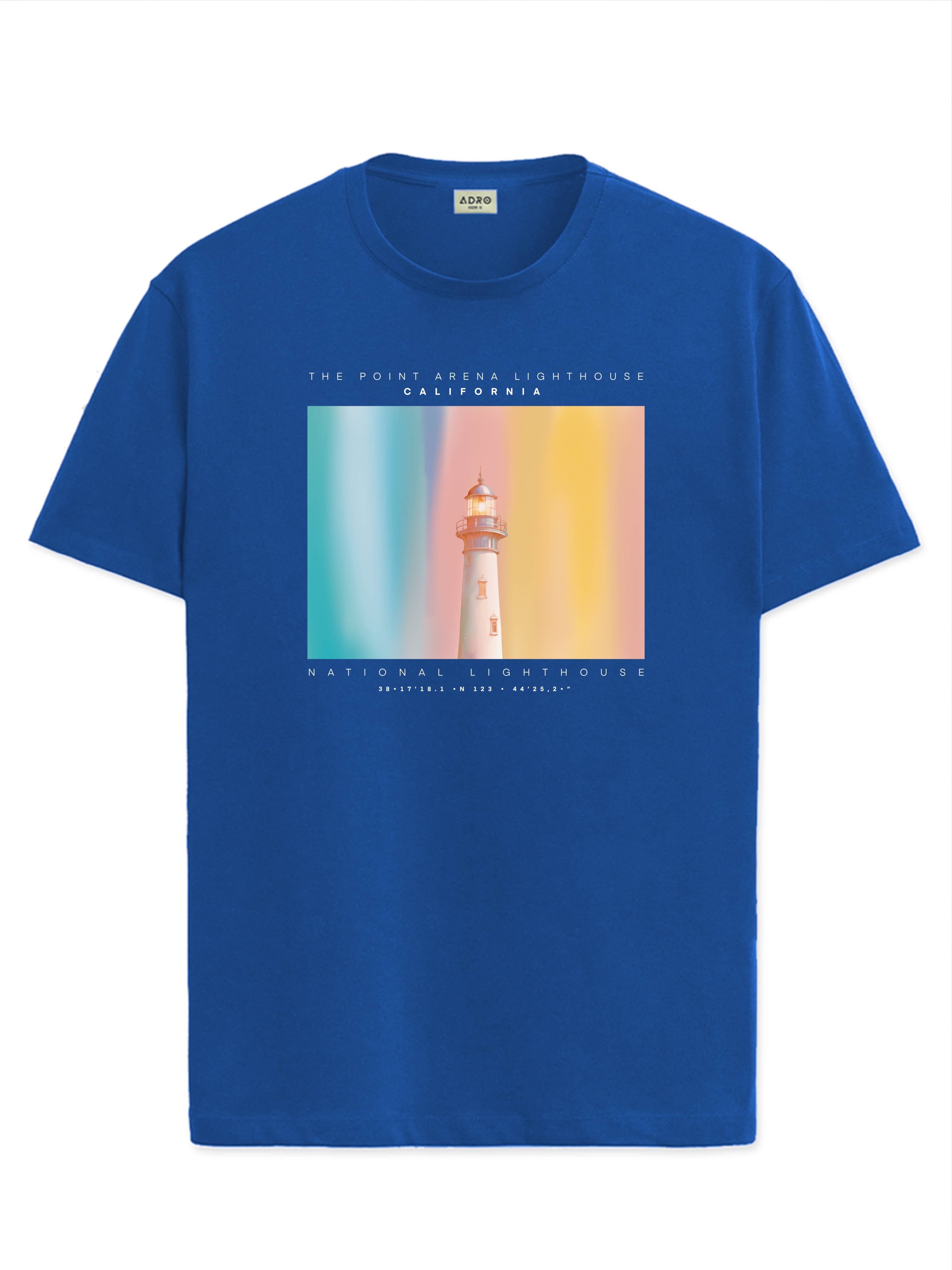     			Adro Men Cotton Blend Regular Fit Printed T-Shirt ( Blue )