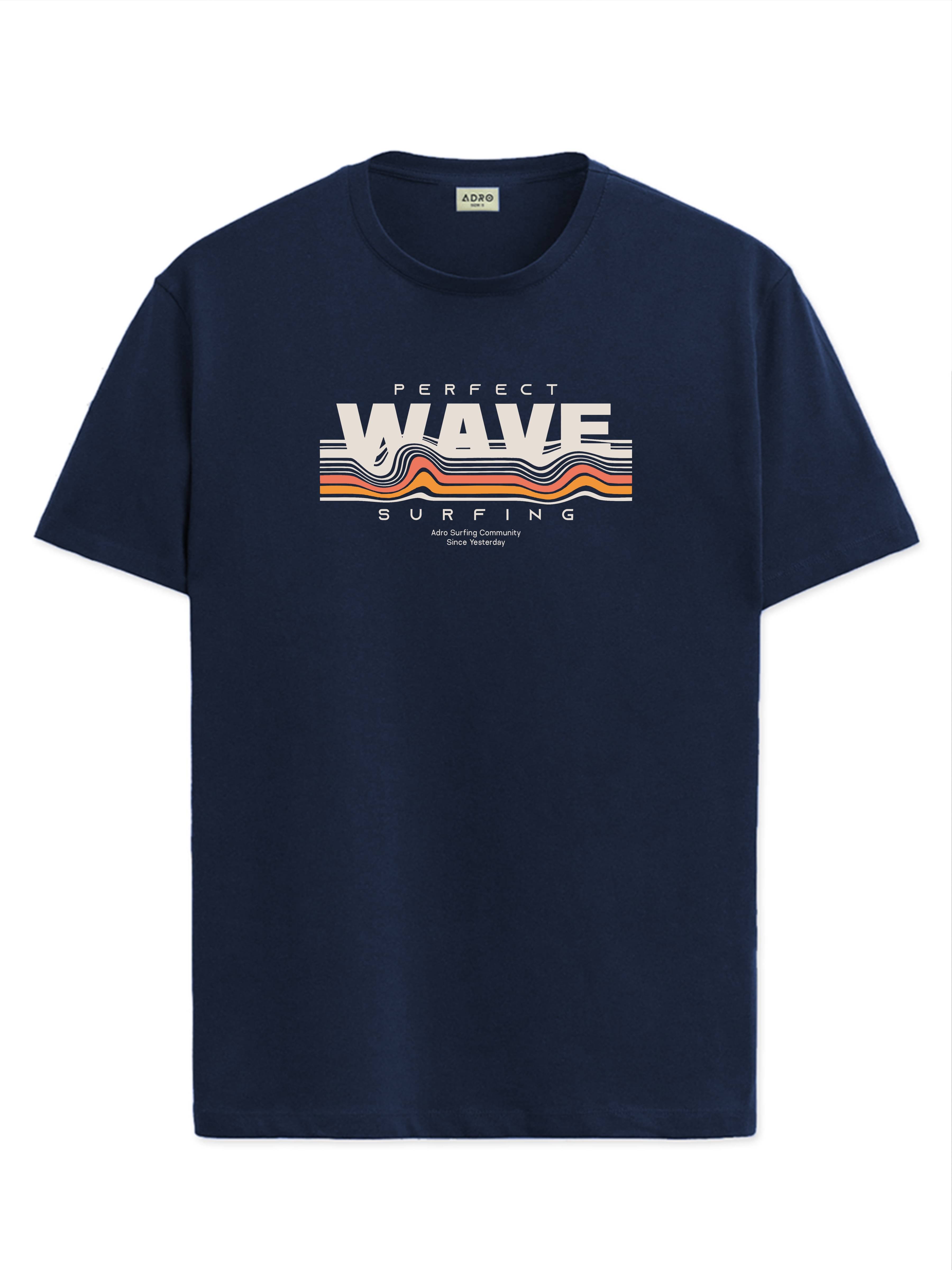     			Adro Men Cotton Blend Regular Fit Printed T-Shirt ( Navy Blue )