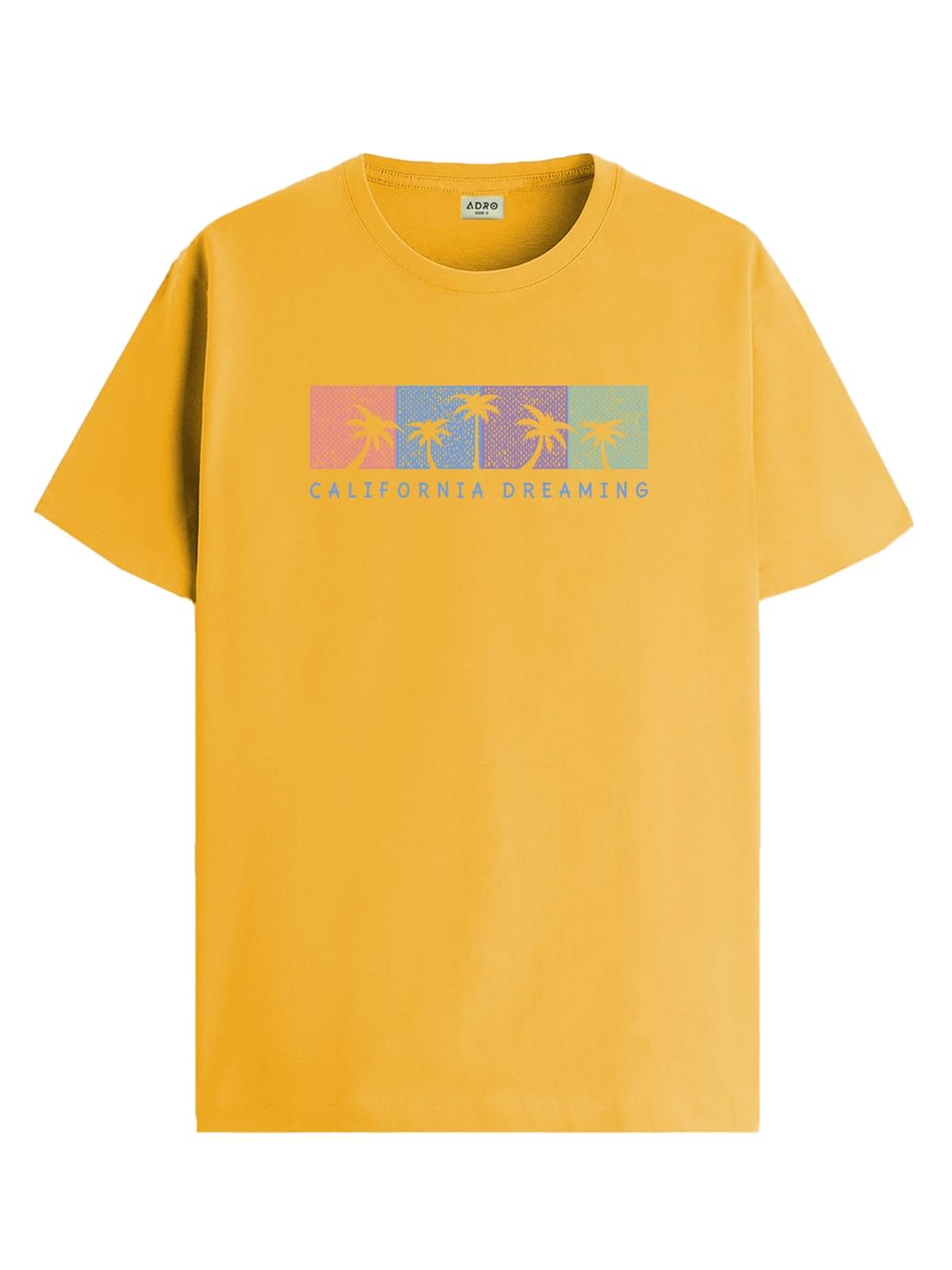 Adro Men Cotton Blend Regular Fit Printed T-Shirt ( Mustard ) Adro Men Cotton Blend Regular Fit Printed T-Shirt ( Mustard )