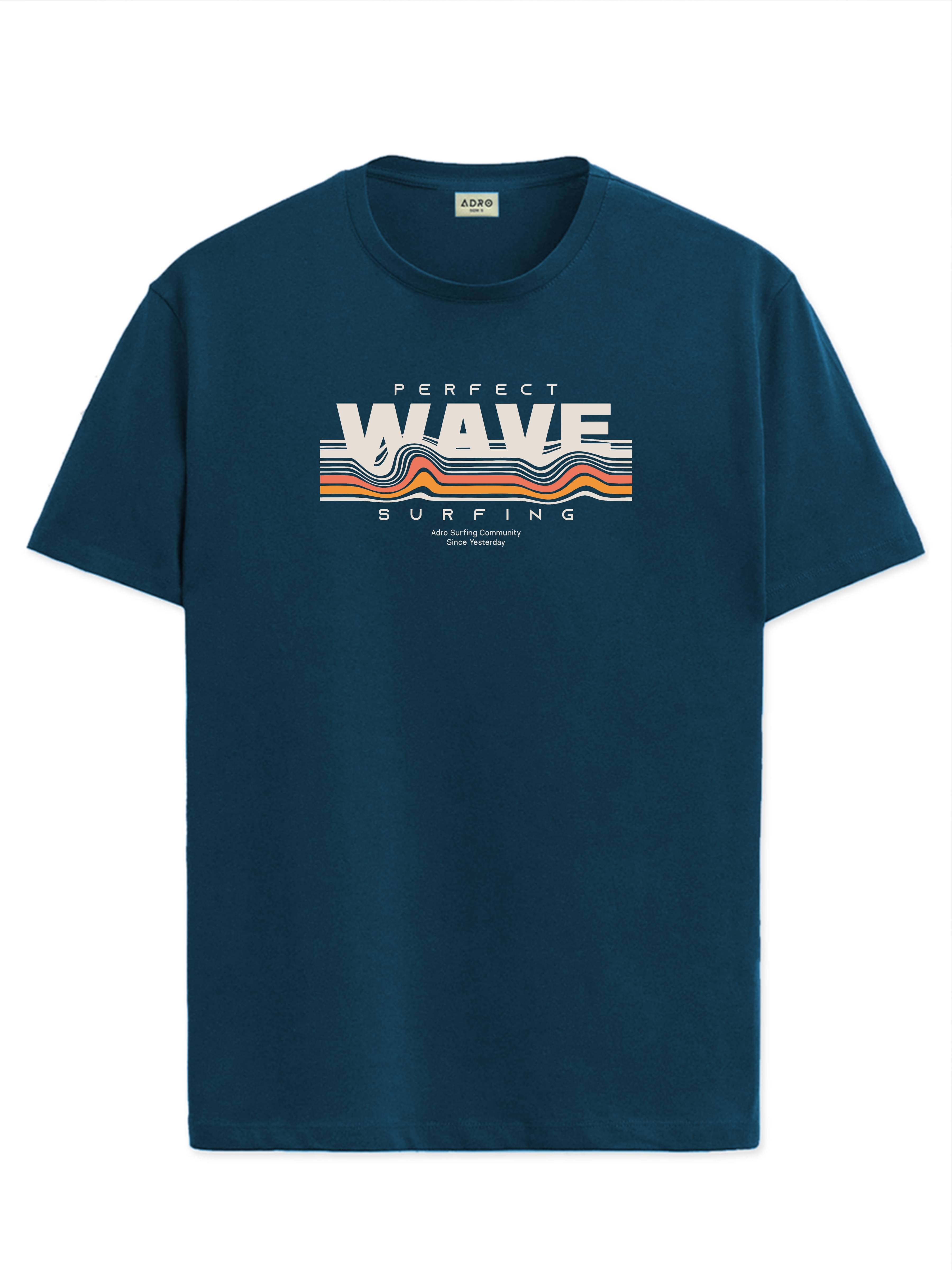    			Adro Men Cotton Blend Regular Fit Printed T-Shirt ( Teal Blue )