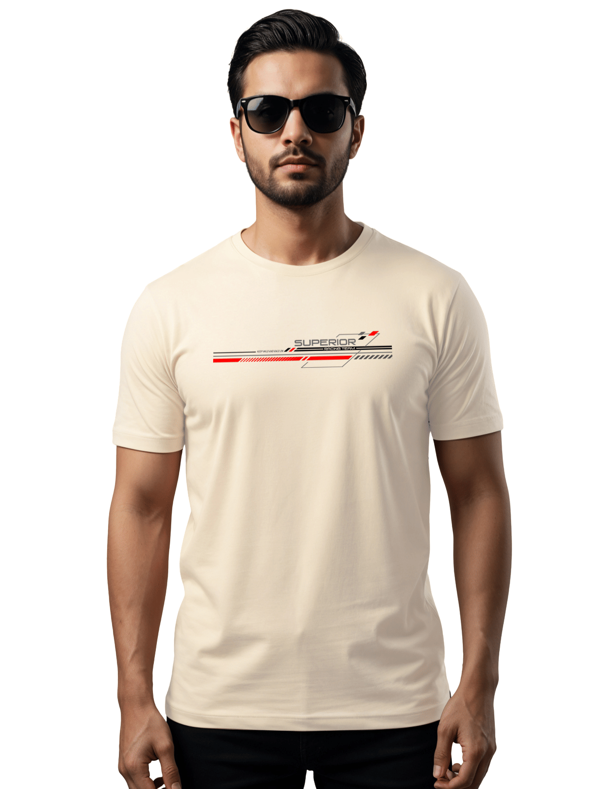     			Adro Men Cotton Blend Regular Fit Printed T-Shirt ( Off White )