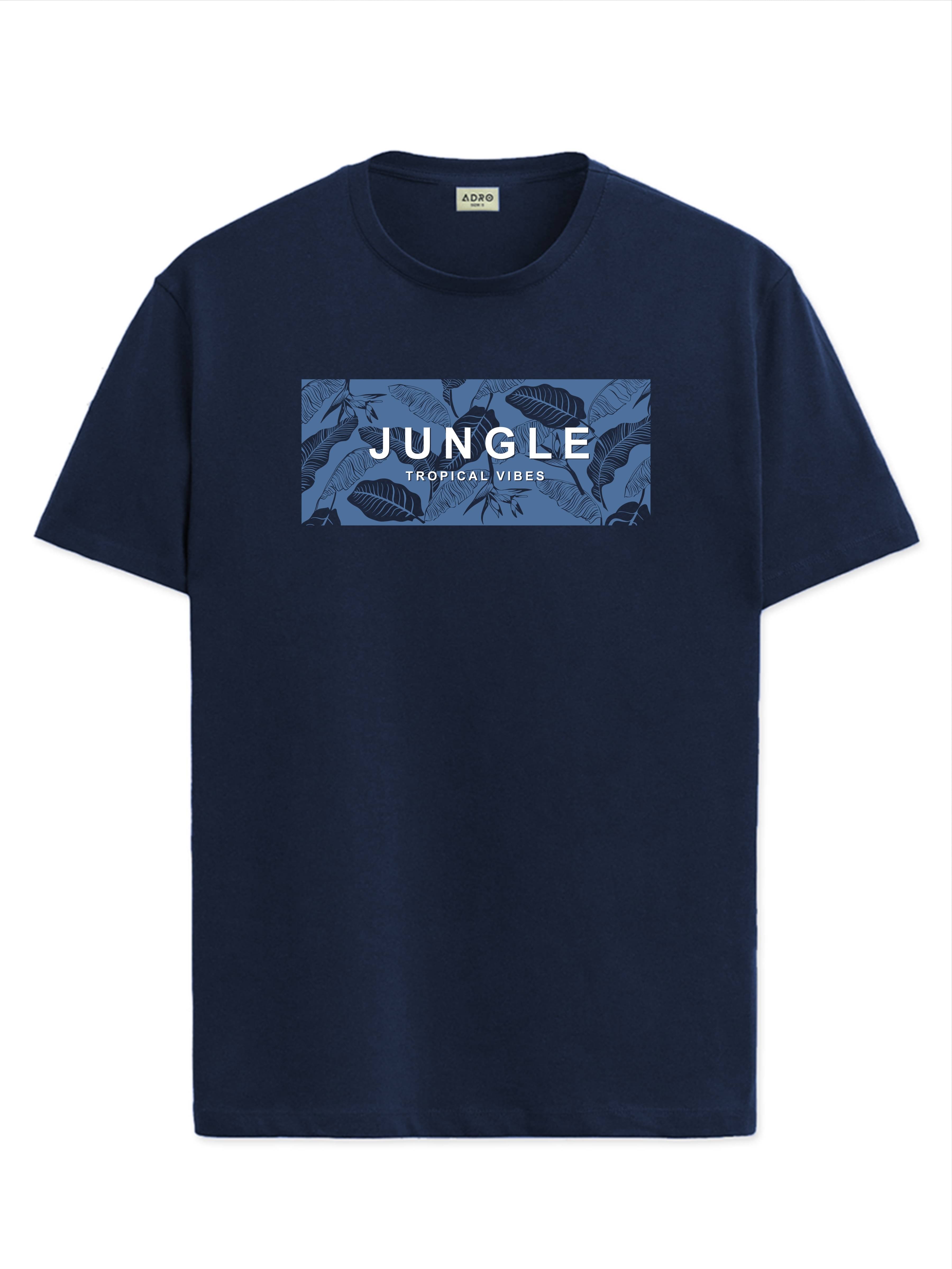     			Adro Men Cotton Blend Regular Fit Printed T-Shirt ( Navy Blue )