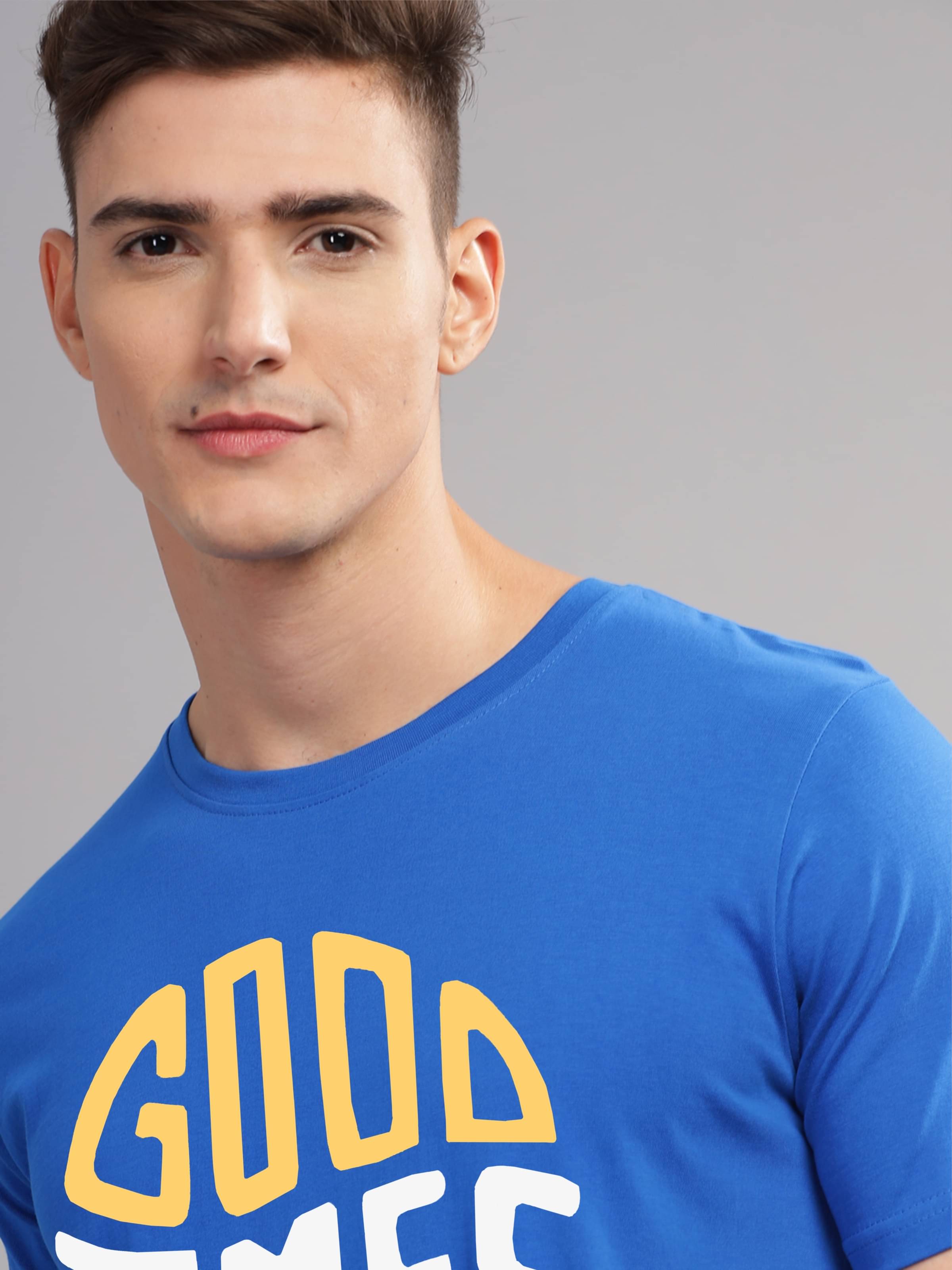 Adro Men Cotton Blend Regular Fit Printed T-Shirt ( Blue )     			Adro Men Cotton Blend Regular Fit Printed T-Shirt ( Blue )