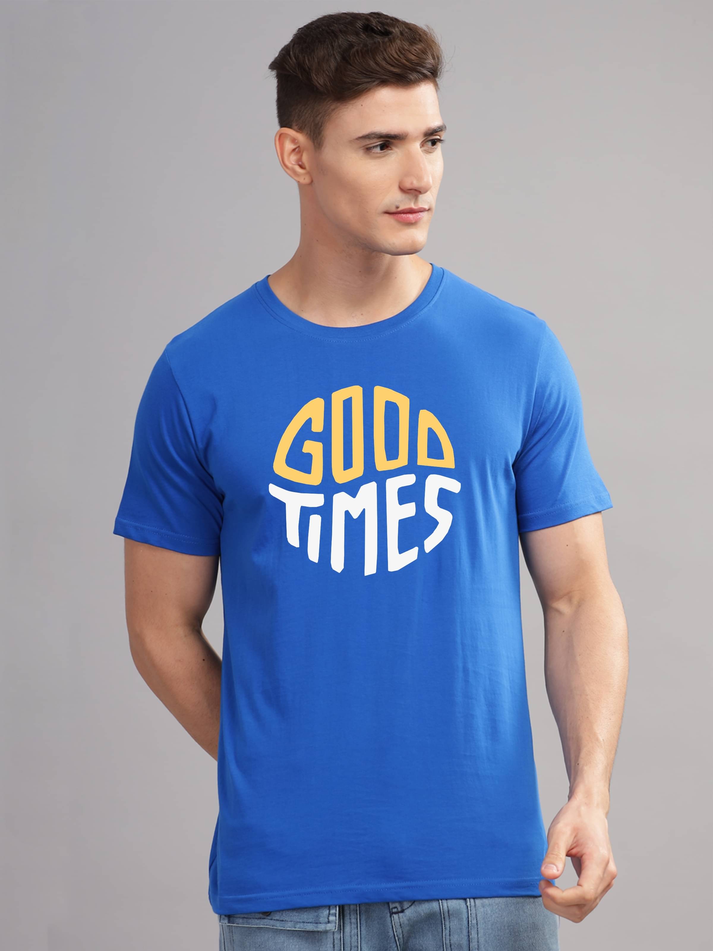     			Adro Men Cotton Blend Regular Fit Printed T-Shirt ( Blue )