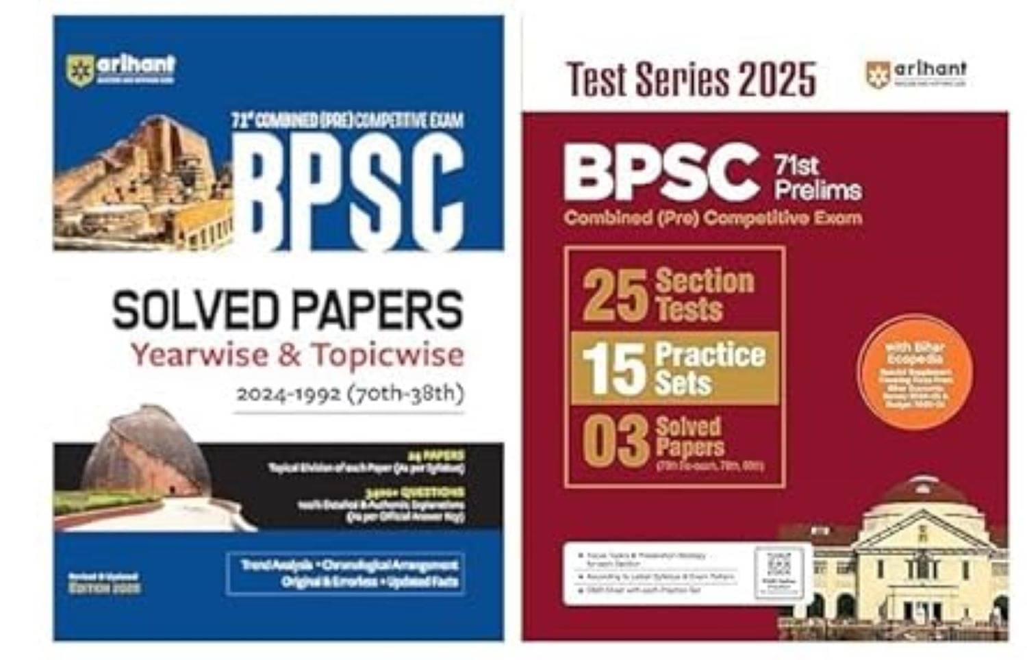 Arihant BPSC Prelims Exam 2025 PYQ (38th to 70th BPSC Yearwise & Topicwise Previous Years' Solved Questions) | Online Chapter-wise Practice Questions     			Arihant BPSC Prelims Exam 2025 PYQ (38th to 70th BPSC Yearwise & Topicwise Previous Years' Solved Questions) | Online Chapter-wise Practice Questions