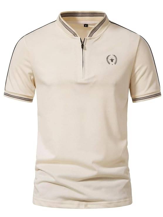     			BEAUE Men Polyester Regular Fit Self Design T-Shirt ( Beige )