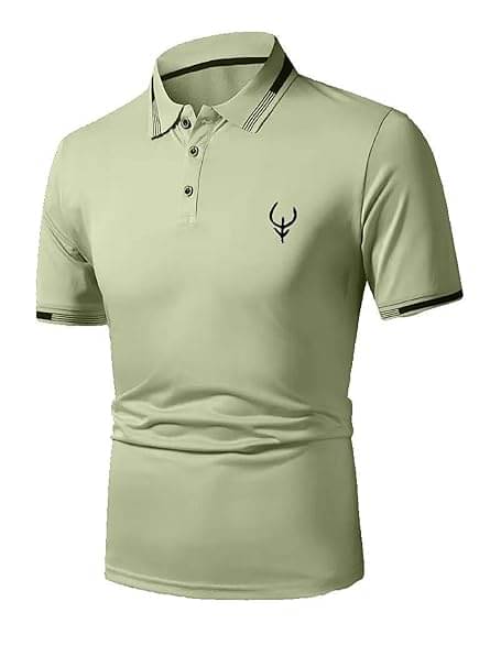     			BEAUE Men Polyester Regular Fit Self Design Polo T Shirt ( Green )